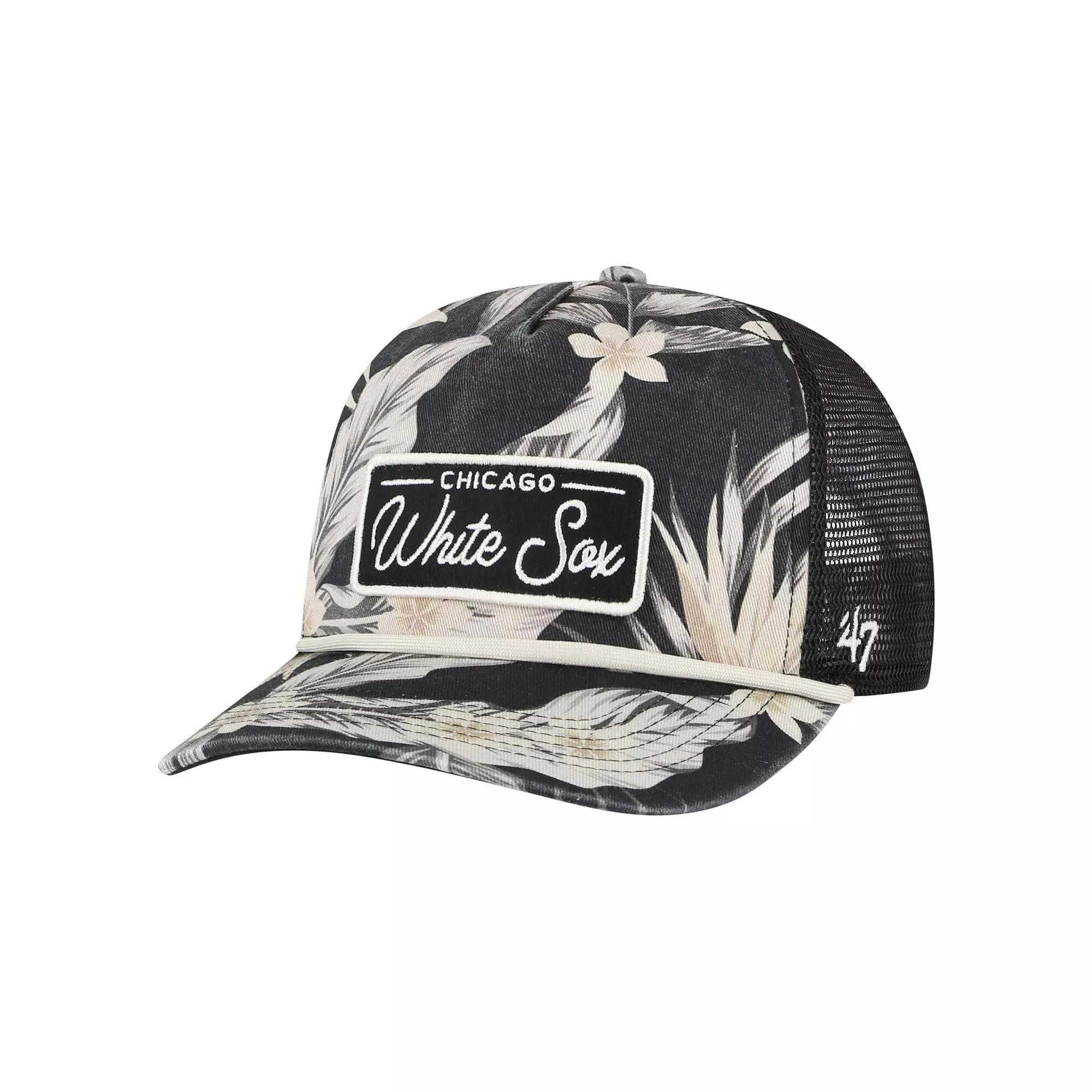 Men's '47 Black Chicago White Sox Tropicalia Trucker Hitch Adjustable Hat Product Image