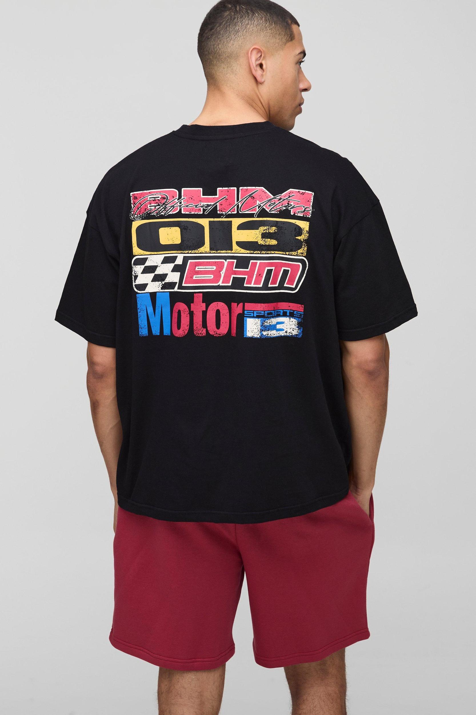 Oversized Moto T-Shirt & Short Set | boohooMAN USA Product Image