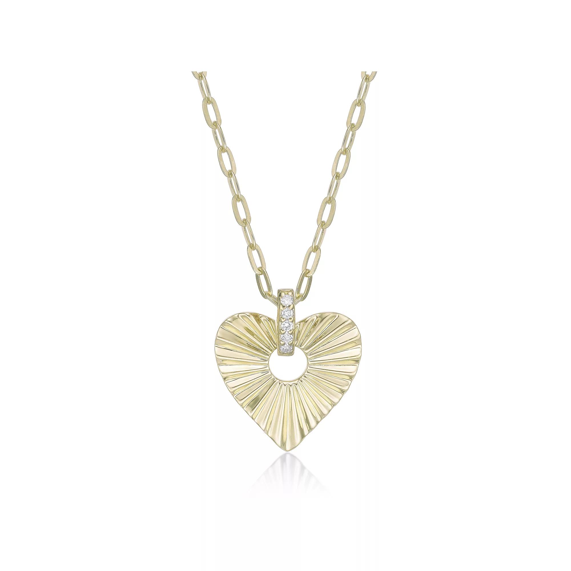 Gemminded 18k Gold Over Silver Lab-Created Diamond Accent Starburst Heart Pendant Necklace, Women's, Size: 18", Gold Tone Product Image