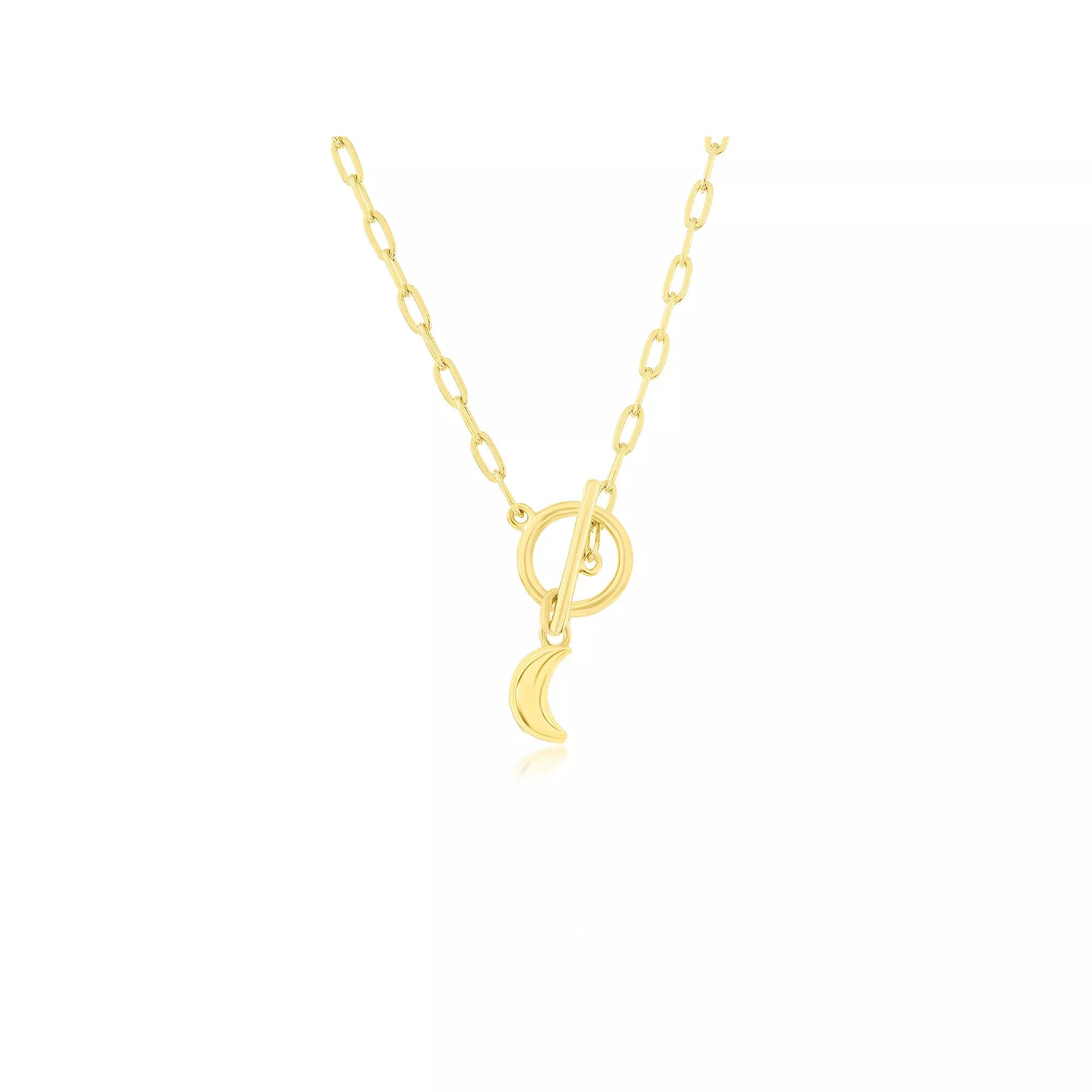 Argento Bella Crescent Moon Paper Clip Chain Toggle Necklace, Women's, Size: 16-18" ADJ, Gold Tone Product Image