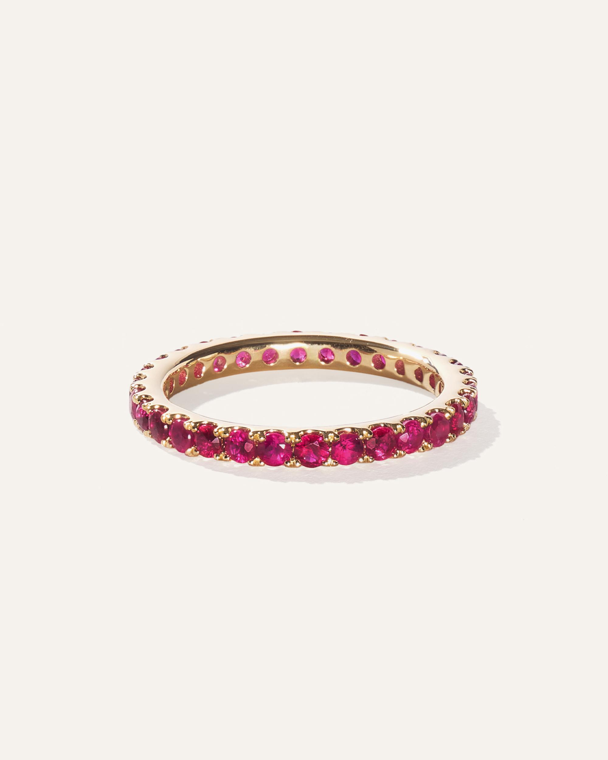 Quince | Women's 14K Gold Gemstone Pave Eternity Band Rings Product Image