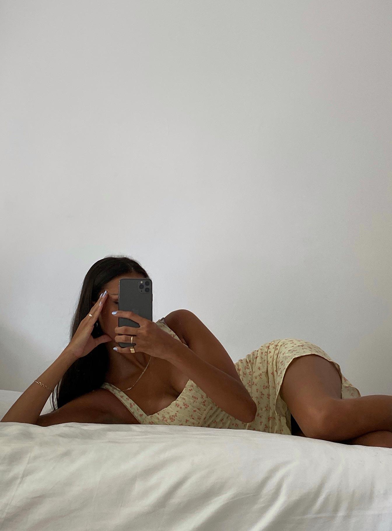 Freya Mini Dress Yellow Floral Product Image