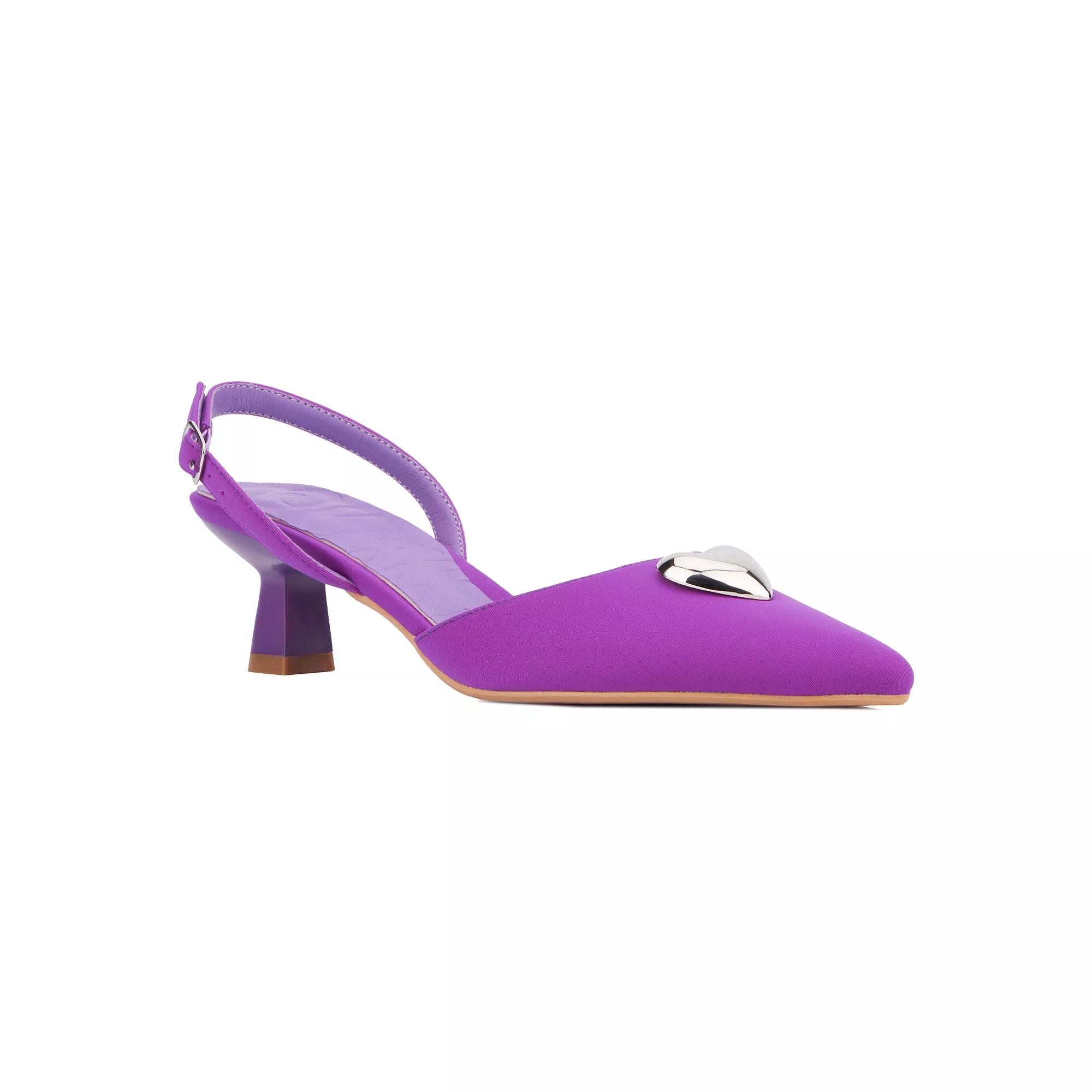 Olivia Miller Mystic Women's Heart Accent Slingback Kitten Heels, Size: 11, Purple Product Image