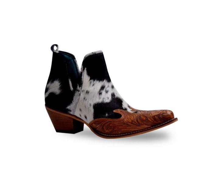 Frisco Blossom Hair On Hide Tooled Booties Product Image