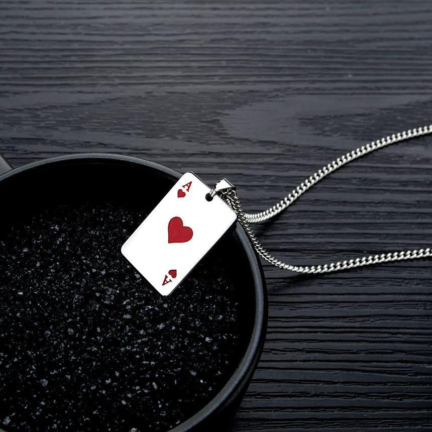 Stainless Steel Poker Card Pendant Necklace Product Image