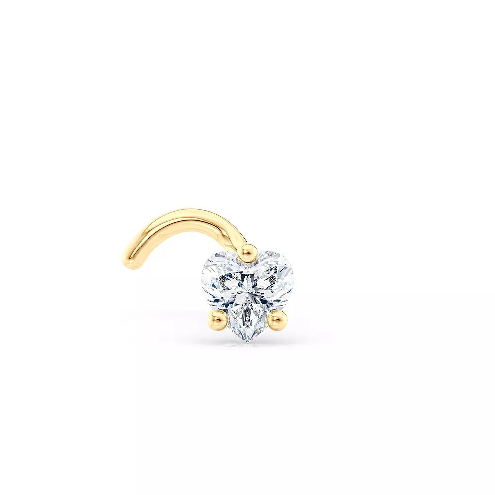 Lila Moon 14k Gold Heart Cubic Zirconia Curved Nose Ring, Women's Product Image