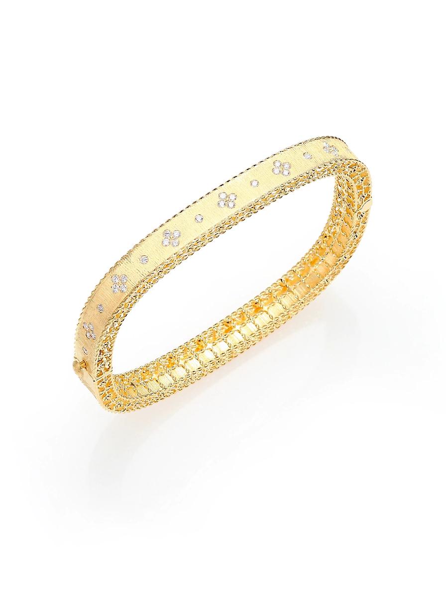 Womens Princess 18K Yellow Gold & 0.48 TCW Diamond Square Bangle Product Image