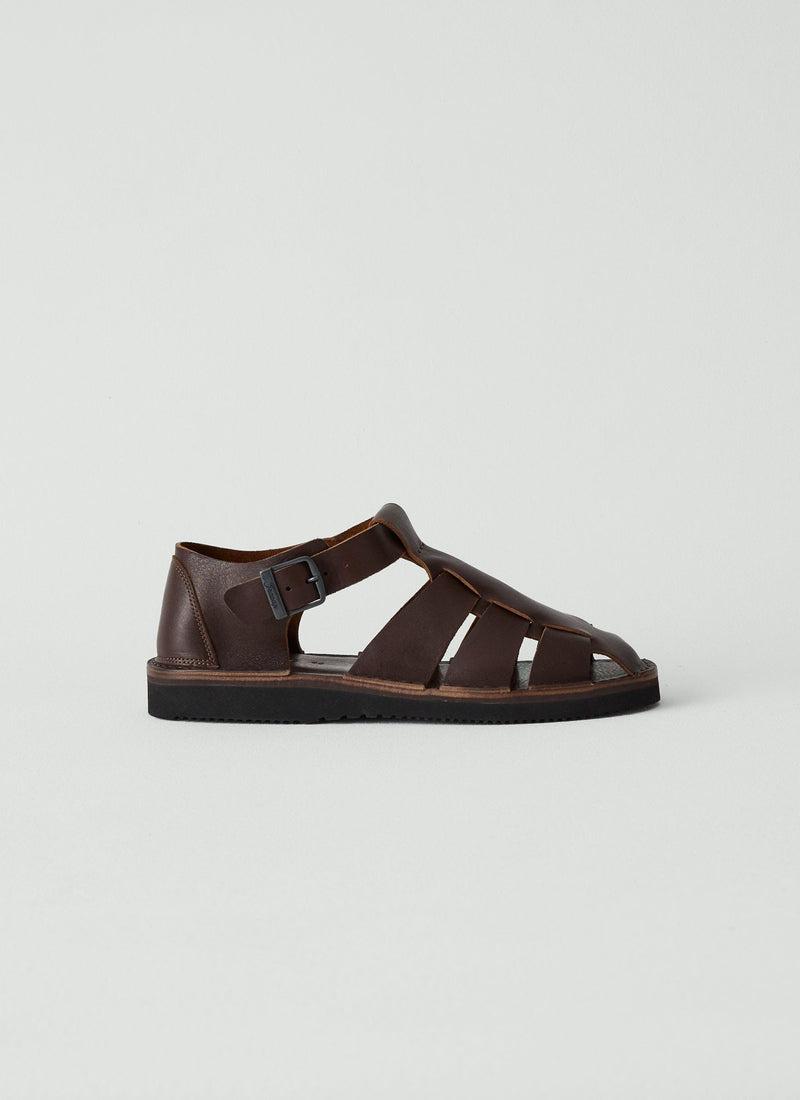Fracap Fred Buckle Sandals | Dark Brown Product Image