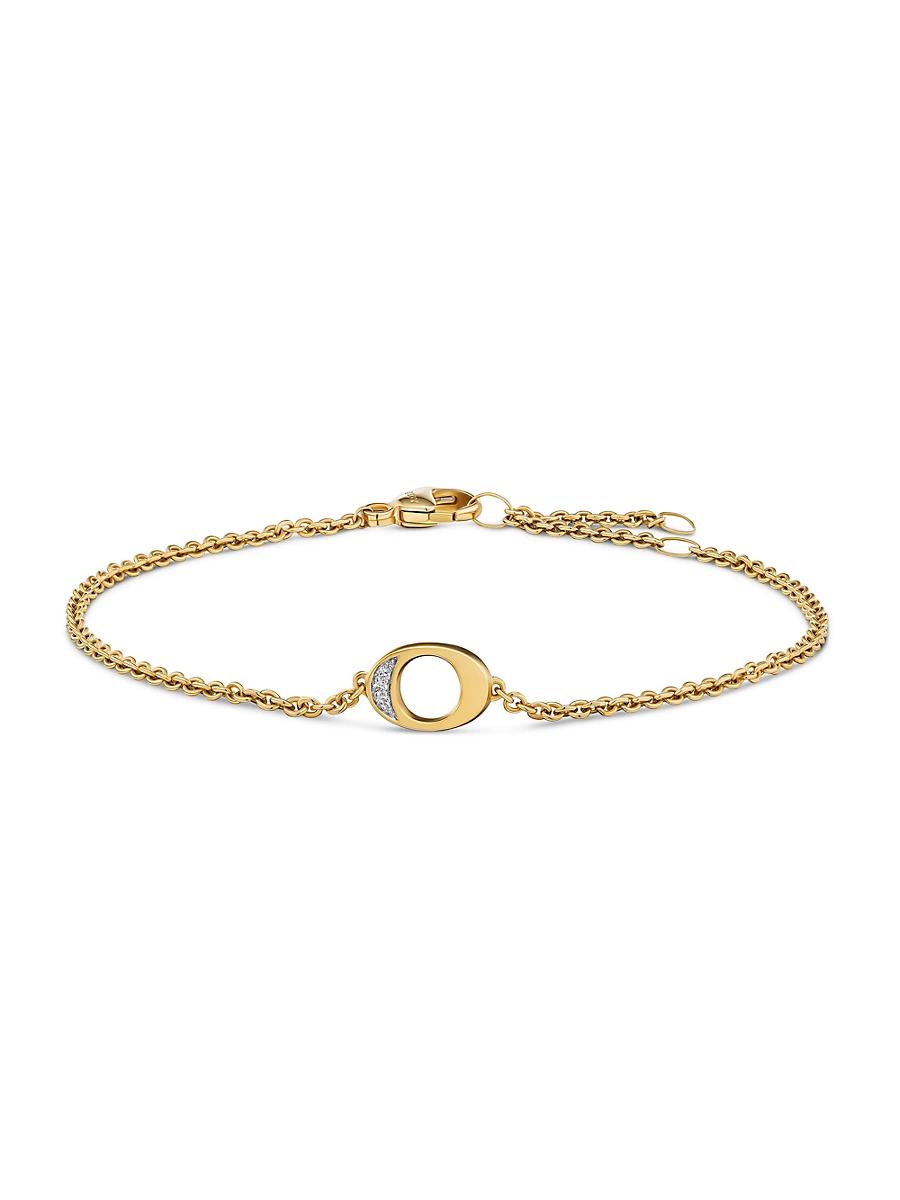 Womens Petite Pav Initial Chain Bracelet in 18K Yellow Gold Product Image