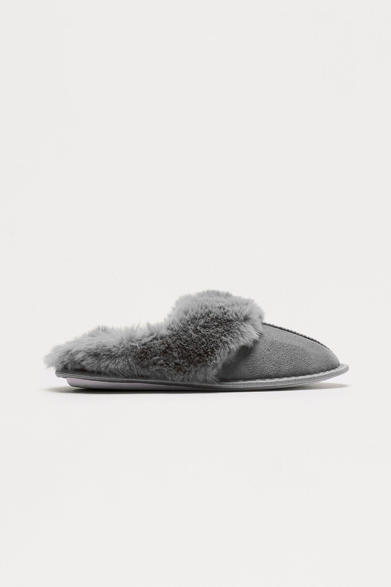 Cuddle Weather Fur Trim Slippers - Grey Product Image
