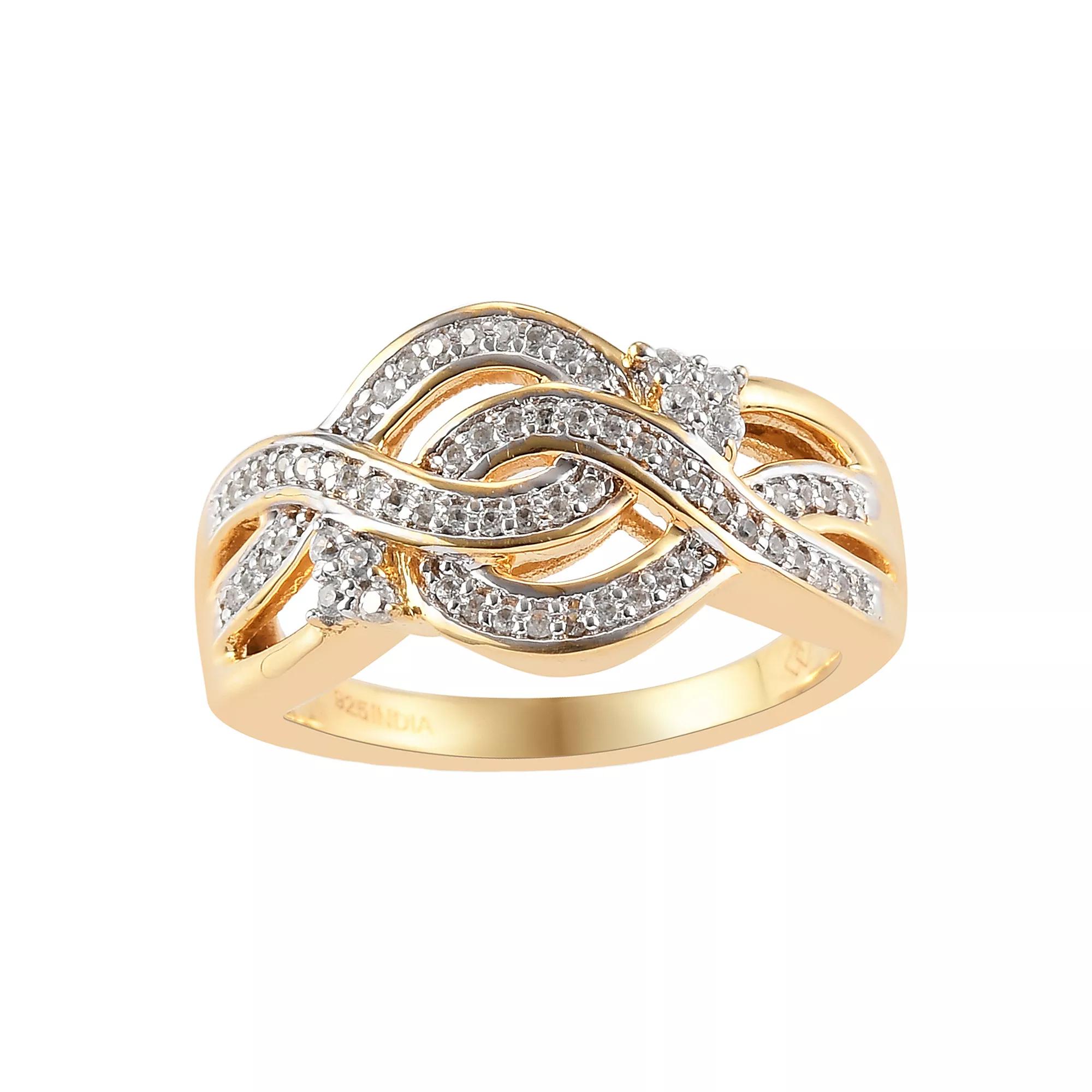 14k Gold Over Silver 1/3 Carat T.W. Diamond Twist Ring, Women's, Size: 6, White Product Image