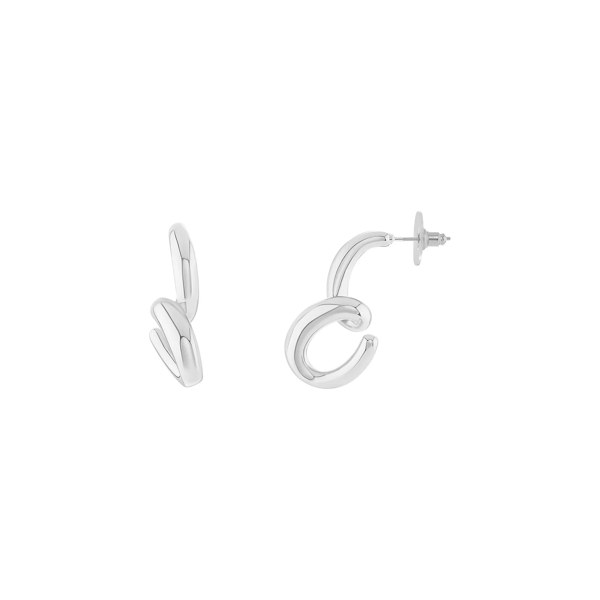 Emberly Polished Twist Stud Earrings, Women's, Gray Product Image