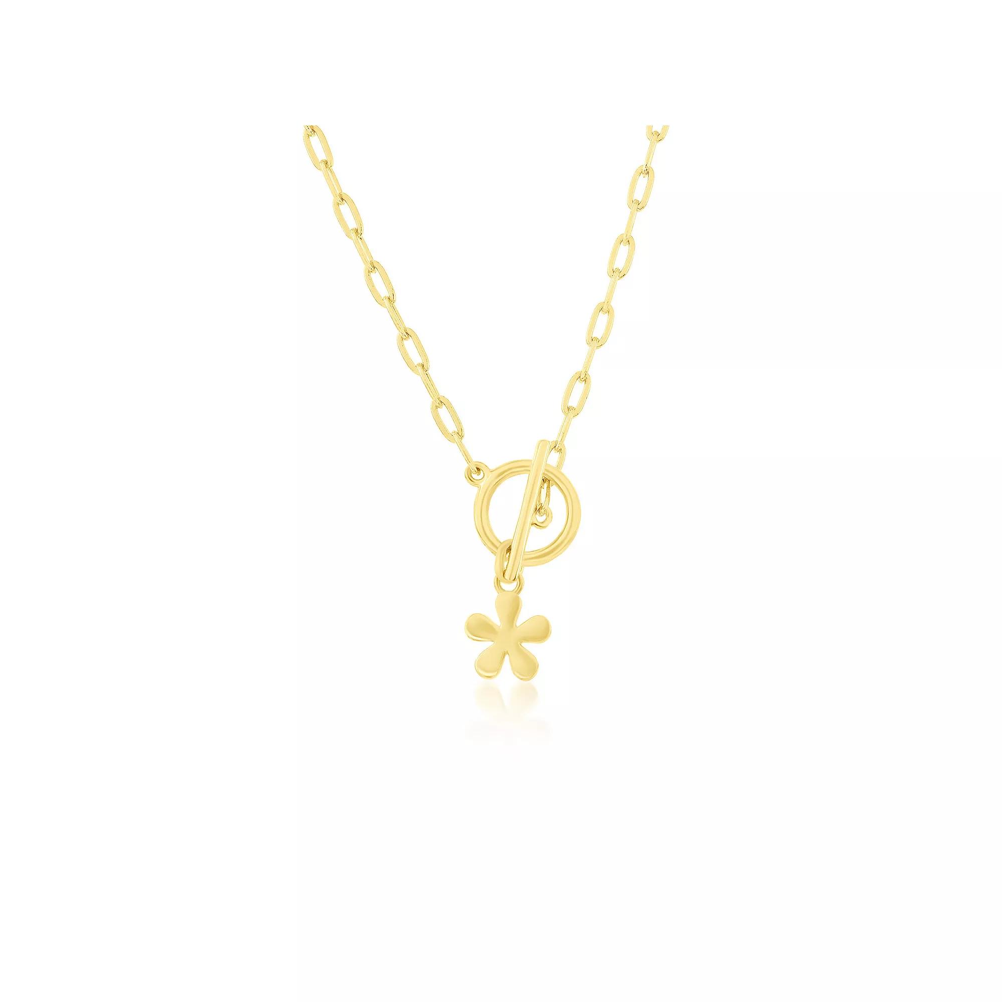 Argento Bella Flower Paper Clip Chain Toggle Necklace, Women's, Size: 16-18" ADJ, Gold Tone Product Image