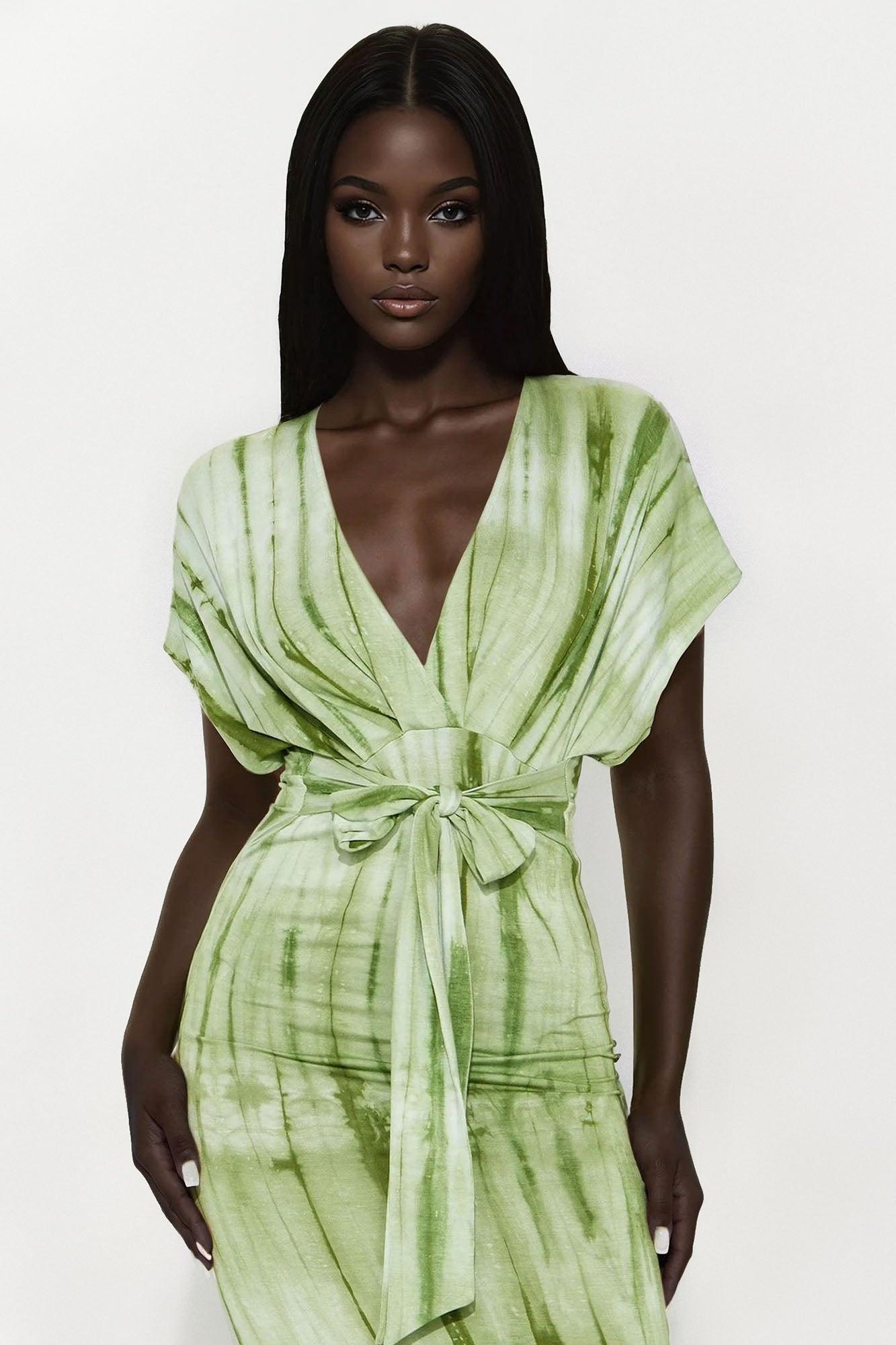 Gigi Tie Dye Maxi Dress - Olive/combo Female Product Image