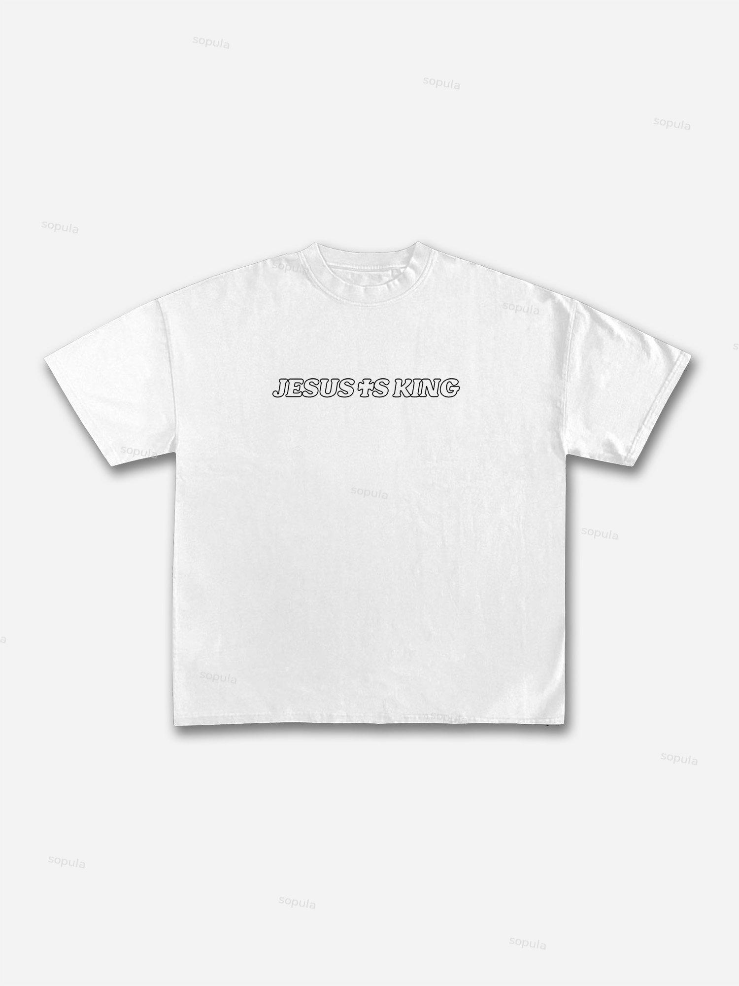 Jesus Is King Bible Jesus Graphic Cotton T-shirt Product Image