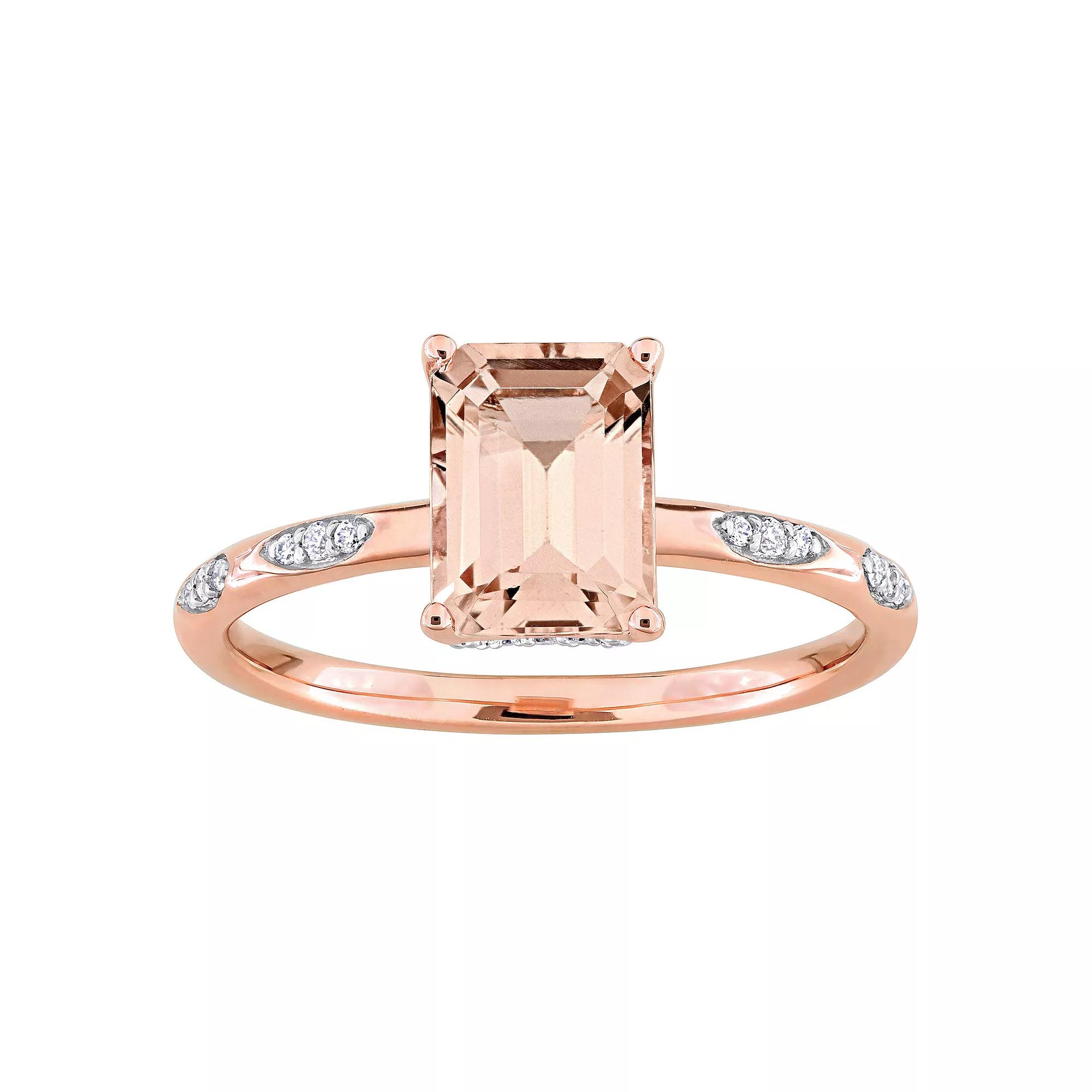 Stella Grace 14k Rose Gold Morganite & 1/10 Carat T.W. Diamond Engagement Ring, Women's,  Product Image