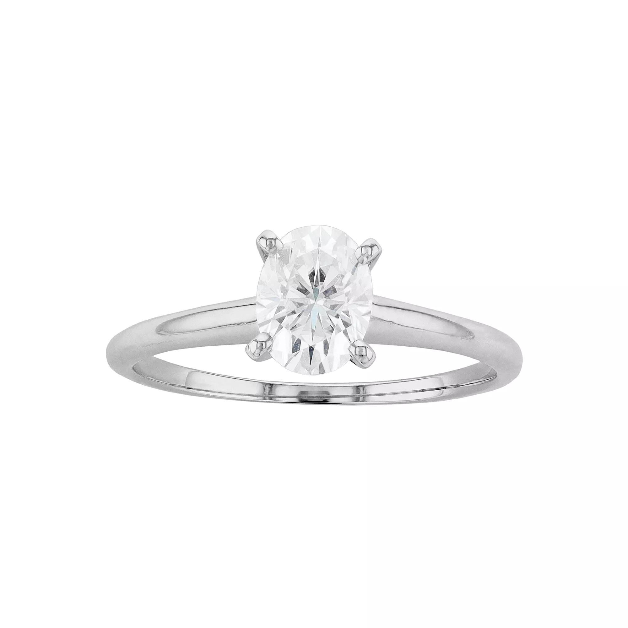 Radiant Fire 14k Gold Oval Lab-Created Moissanite Solitaire Engagement Ring, Womens 14k Two Tone Product Image