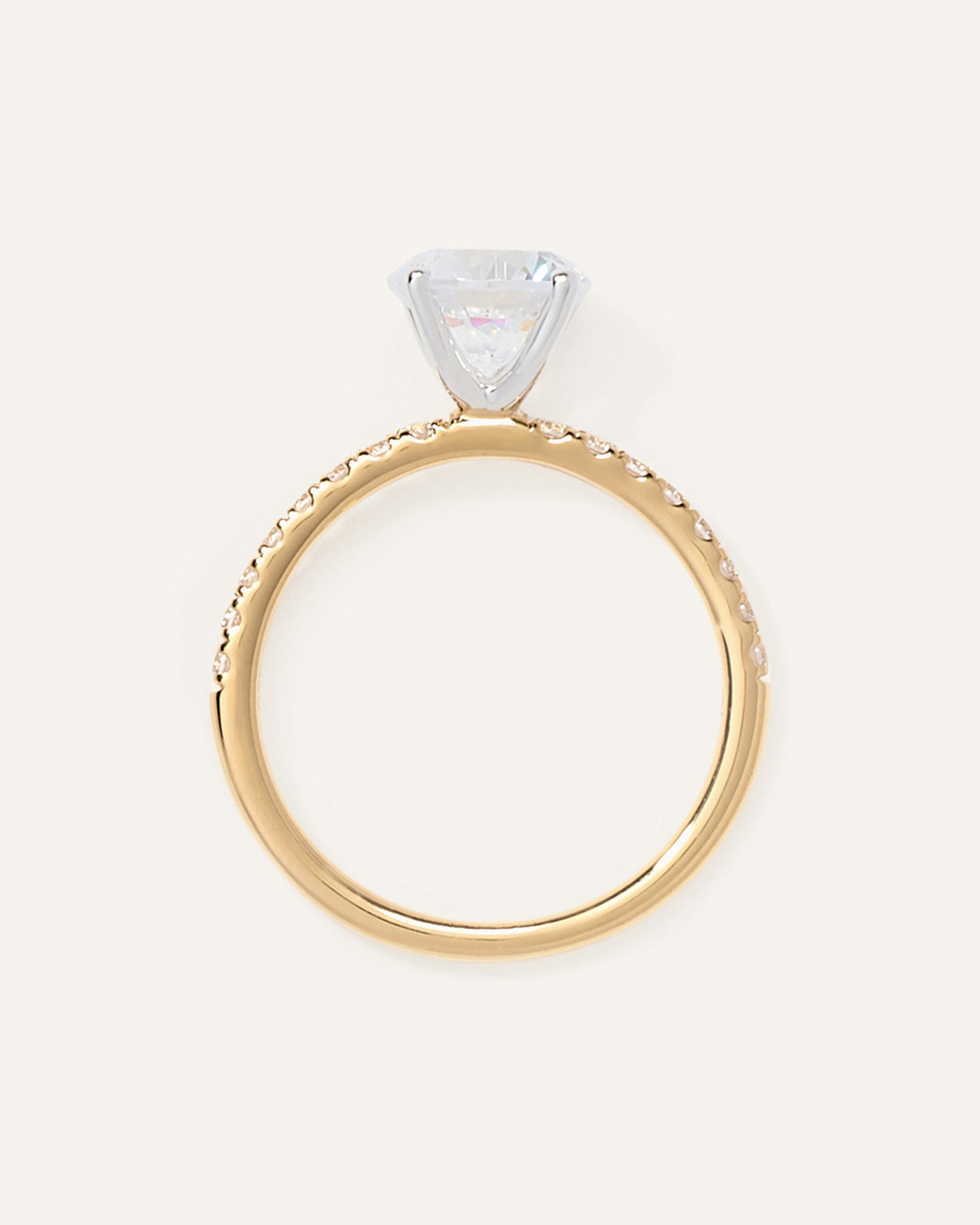 Quince | Women's Lab Grown Diamond Round Petite Pave Engagement Ring Product Image