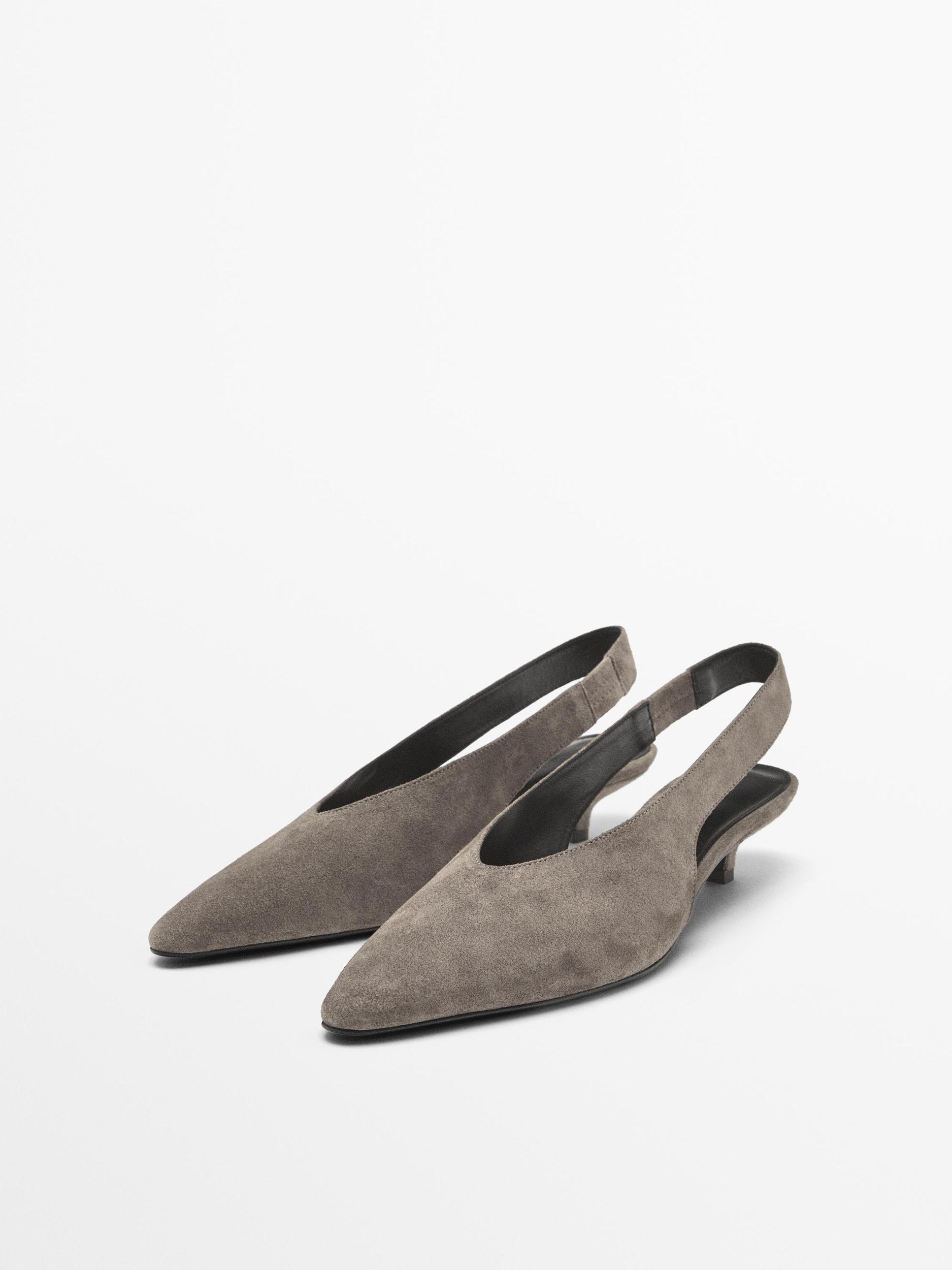 Split suede high-heel slingback shoes Product Image