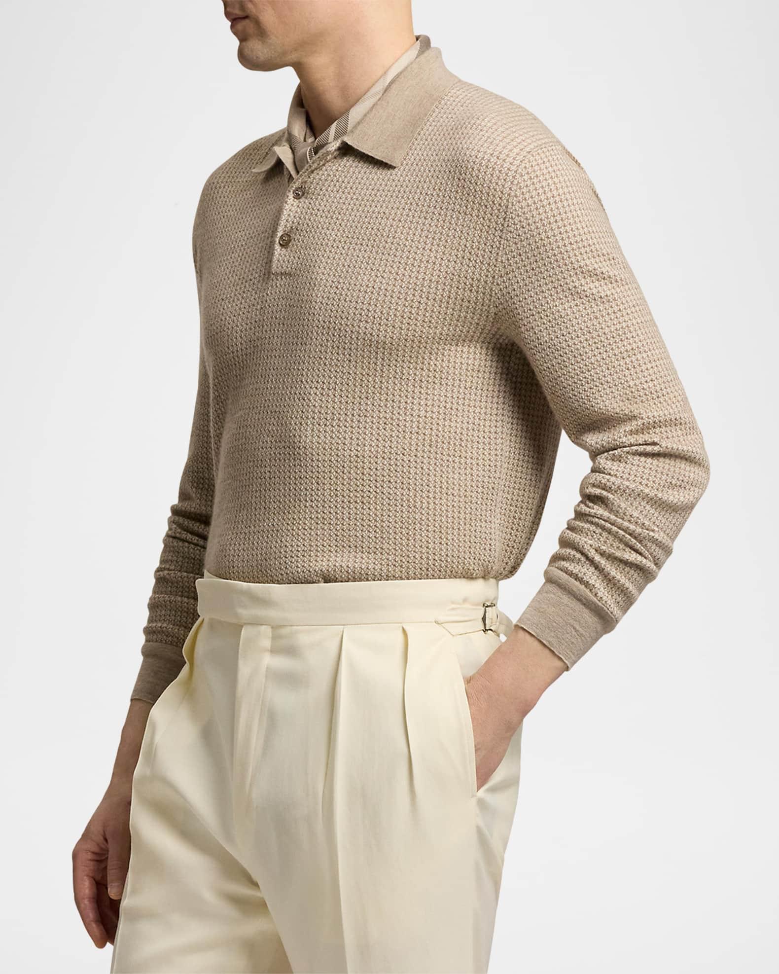 Men's Cashmere Waffle Knit Polo Sweater Product Image