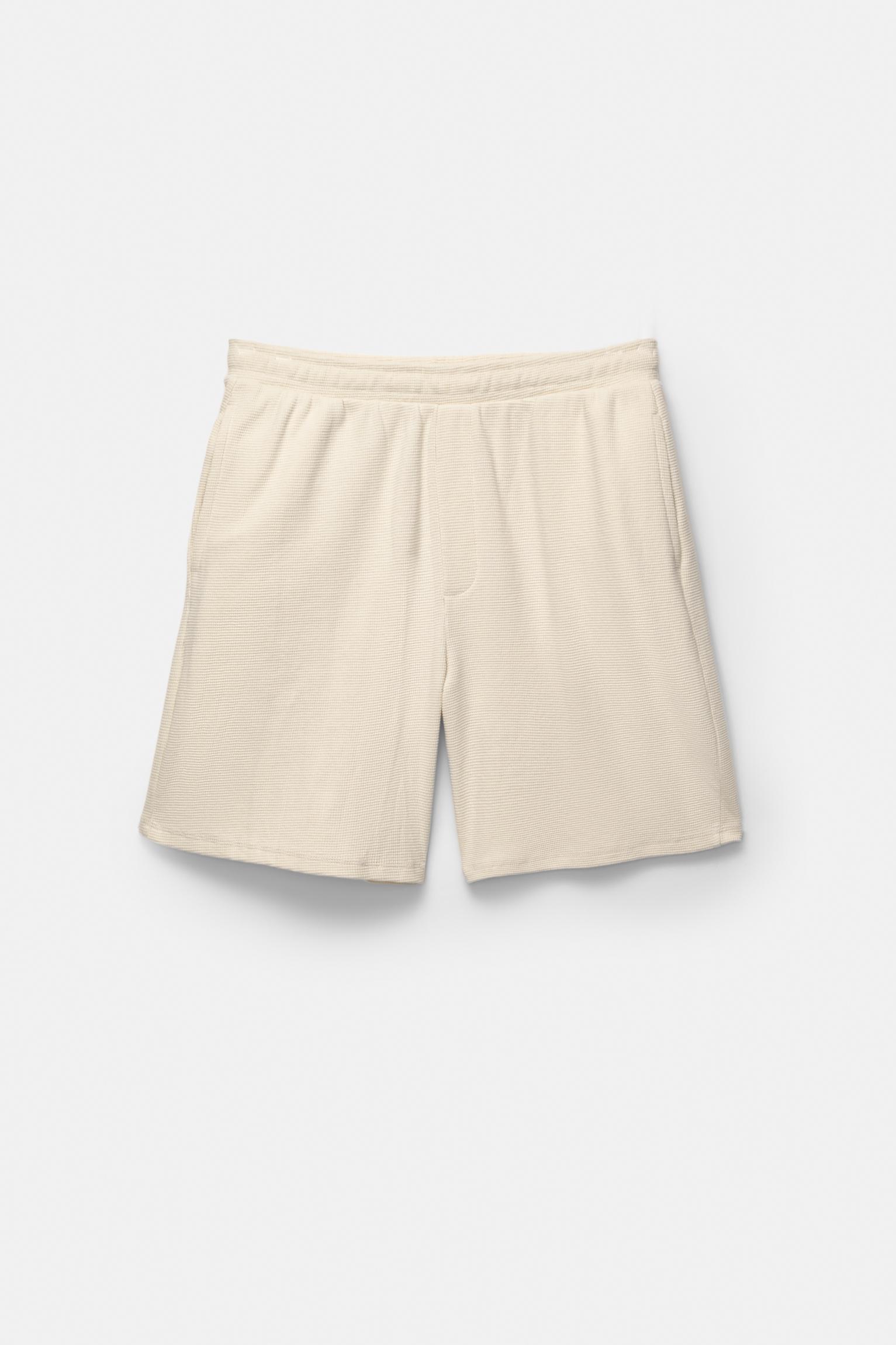 Jogger Bermuda shorts in waffle-knit fabric Product Image