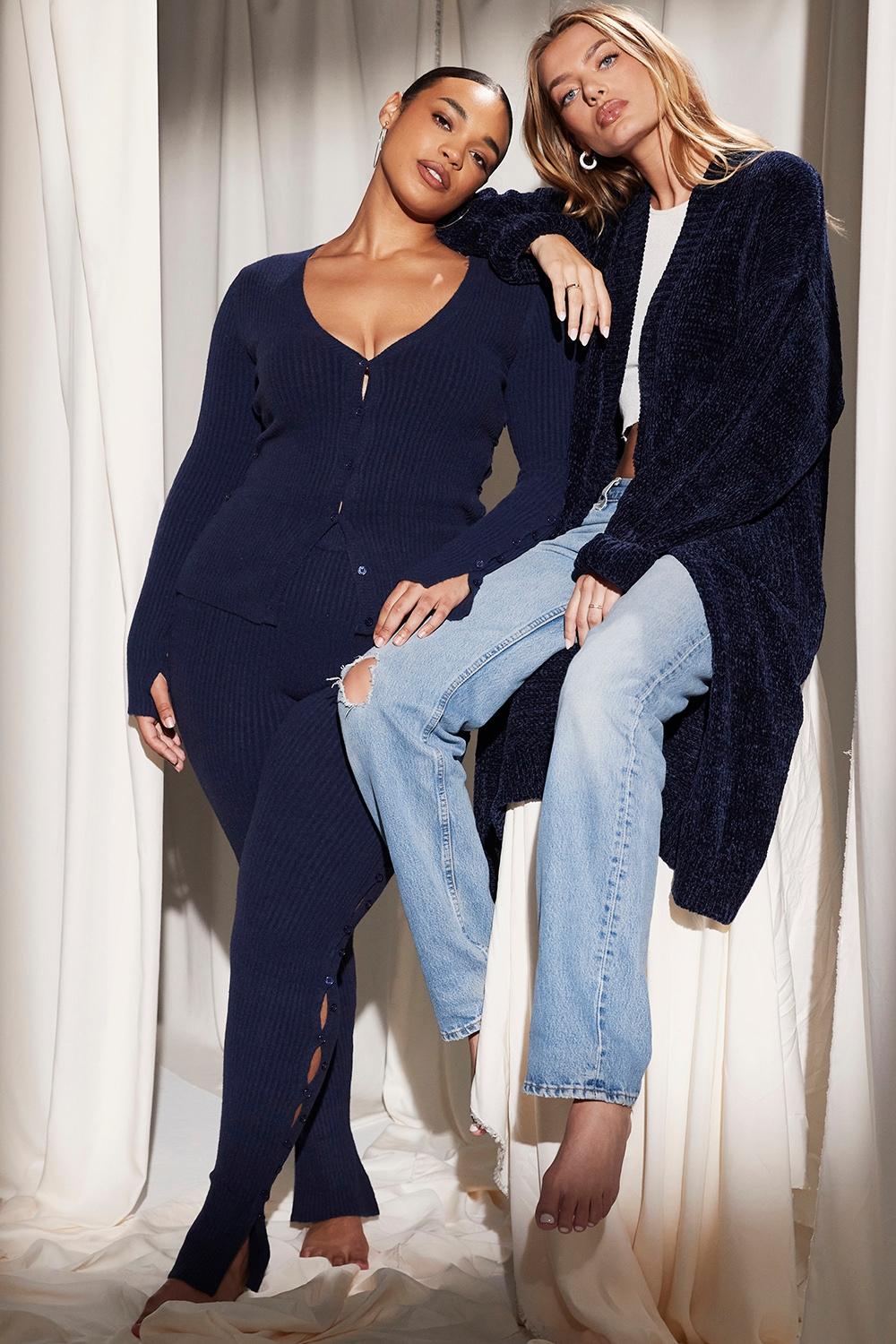 Belong  navy ribbed knit trousers - sale Product Image