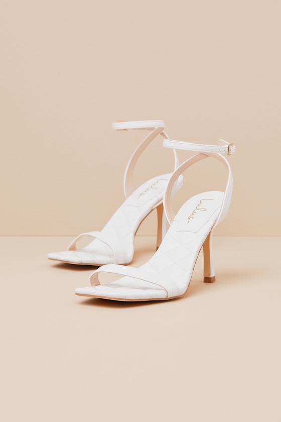 Bastina White High Heel Ankle Strap Sandals Product Image