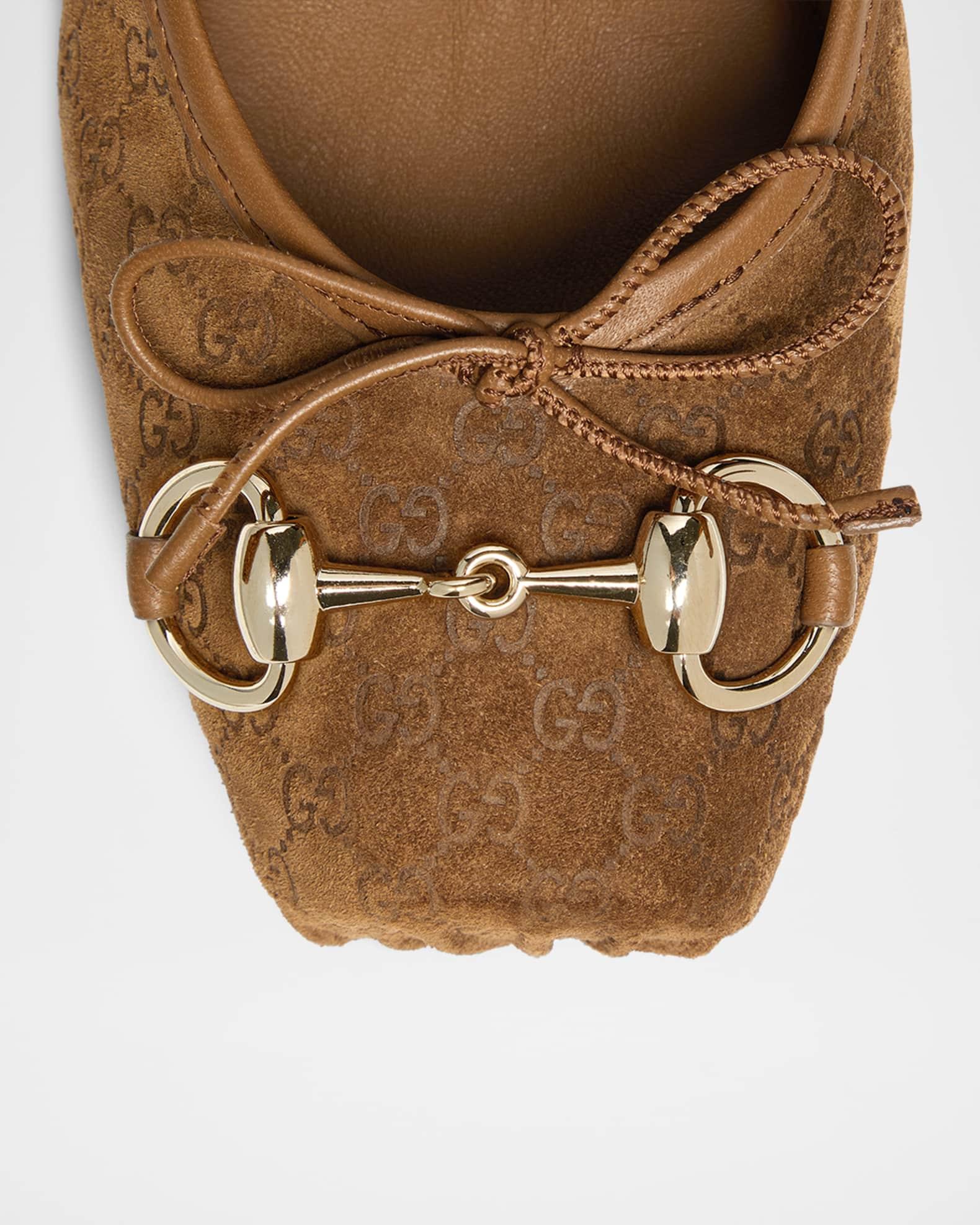 GG Suede Horsebit Mary Jane Ballerina Flats Product Image