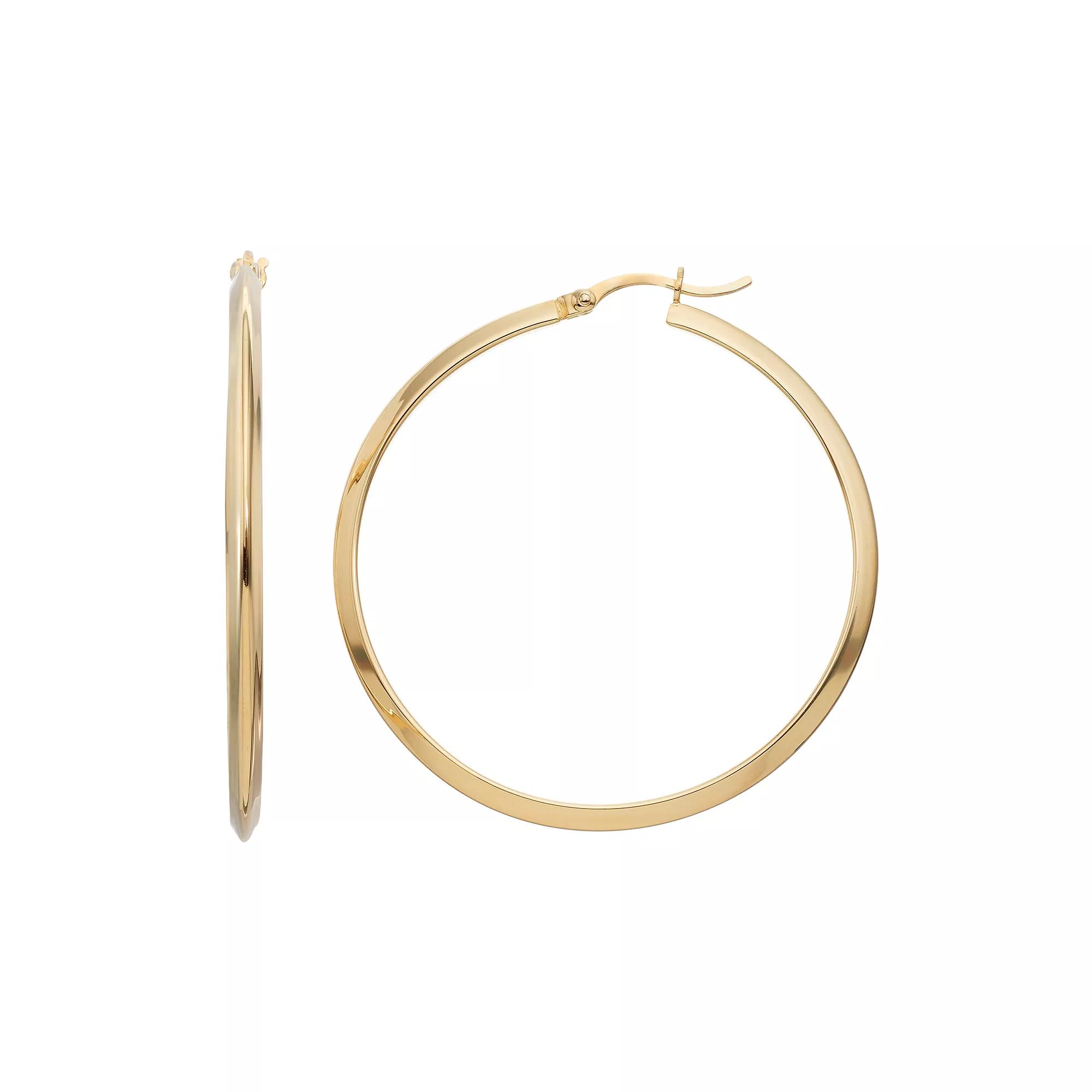 18k Gold Over Silver Hoop Earrings, Women's, Yellow Product Image