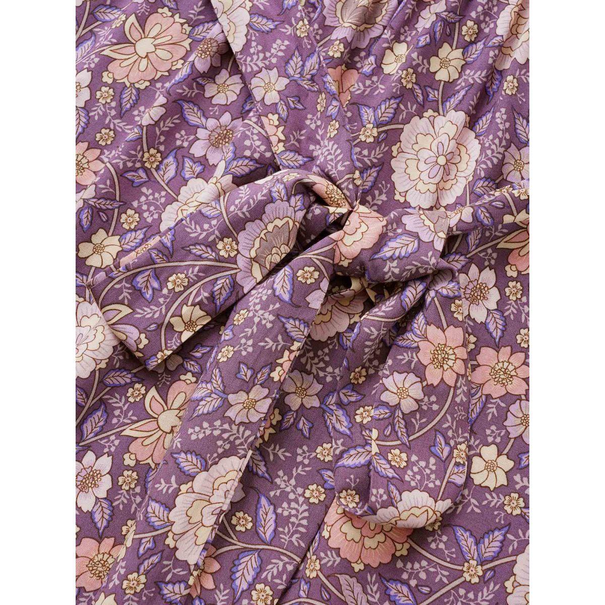 Plus Size Boho Print Belted Notched Lantern Sleeve Dress Mauve Women Resort Non Notched collar Long Sleeve Curvy Midi Dress BloomChic 22-24/3X Product Image