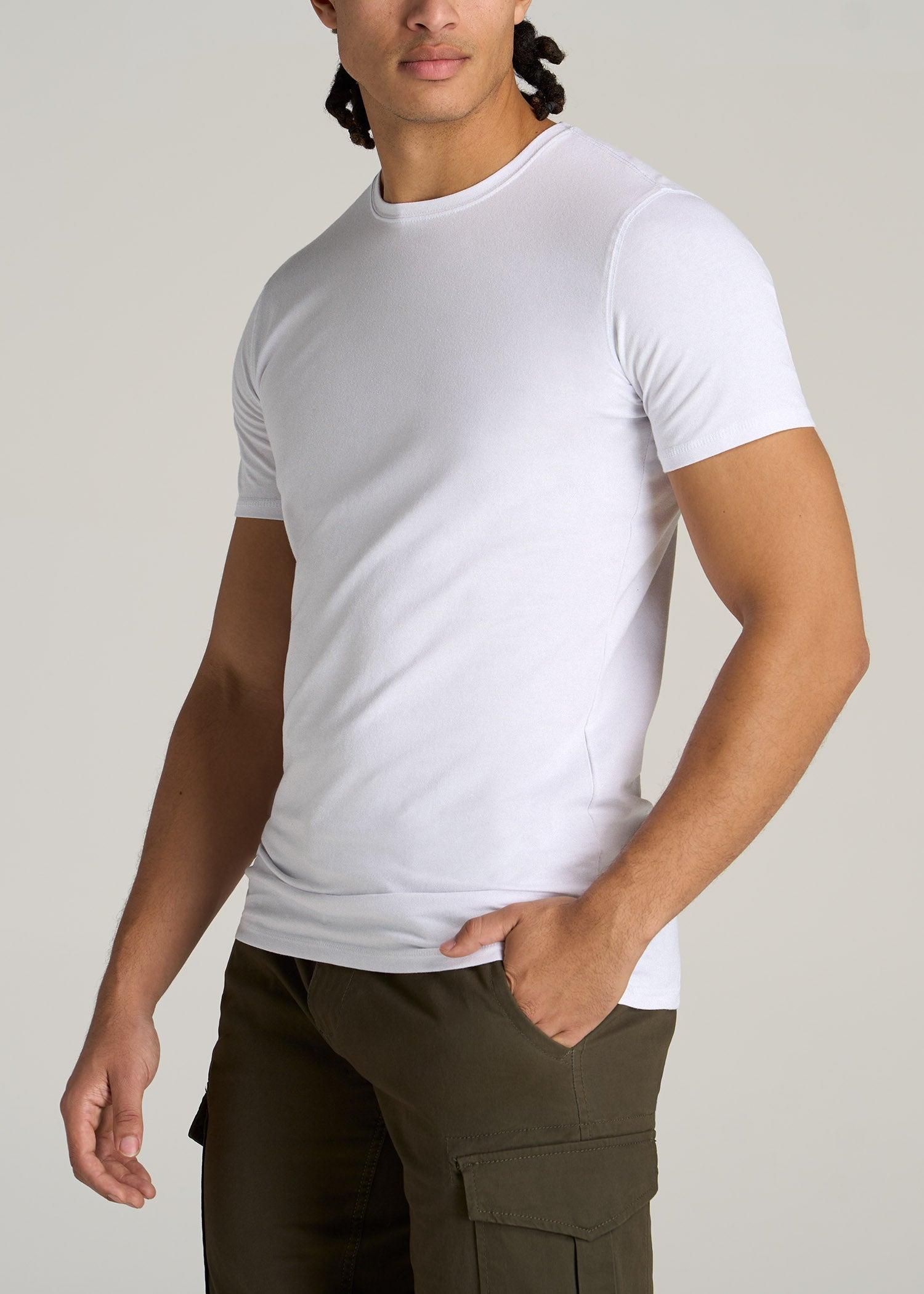 The Essential SLIM-FIT Crewneck Tee for Tall Men in White Male Product Image