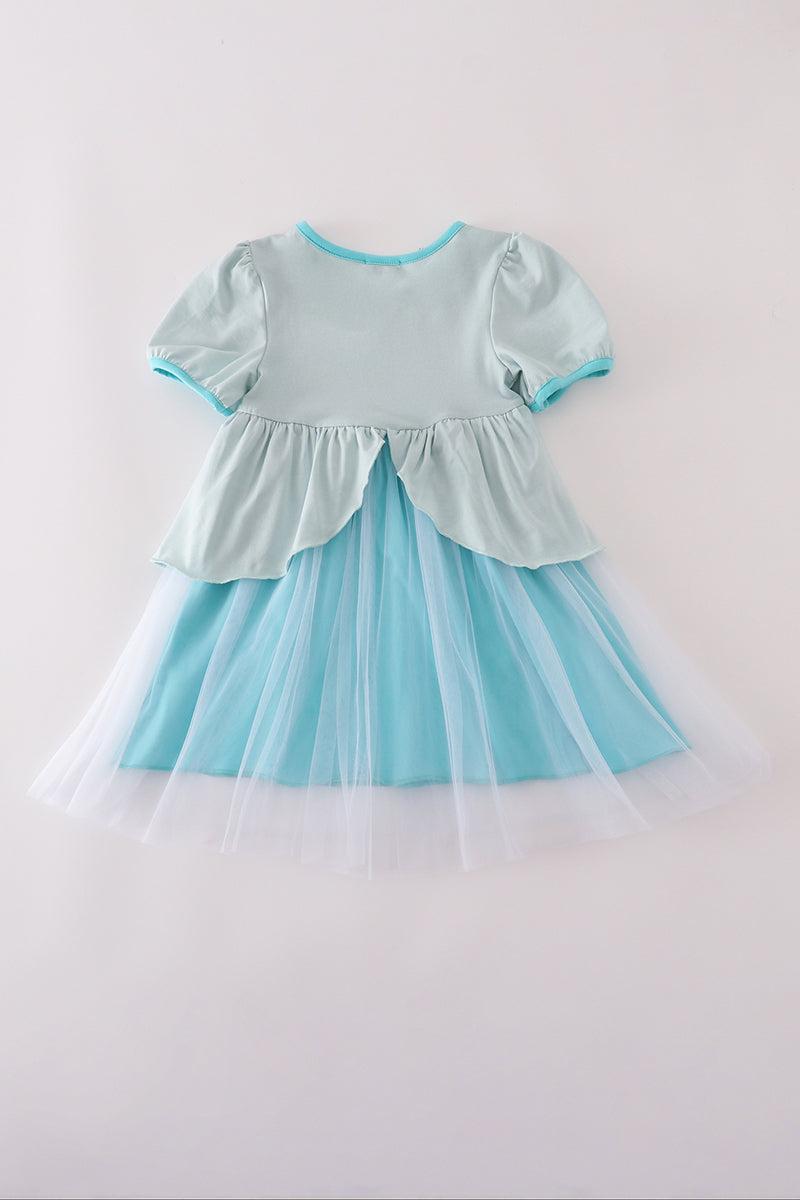 Sky princess embroidery ruffle dress Product Image