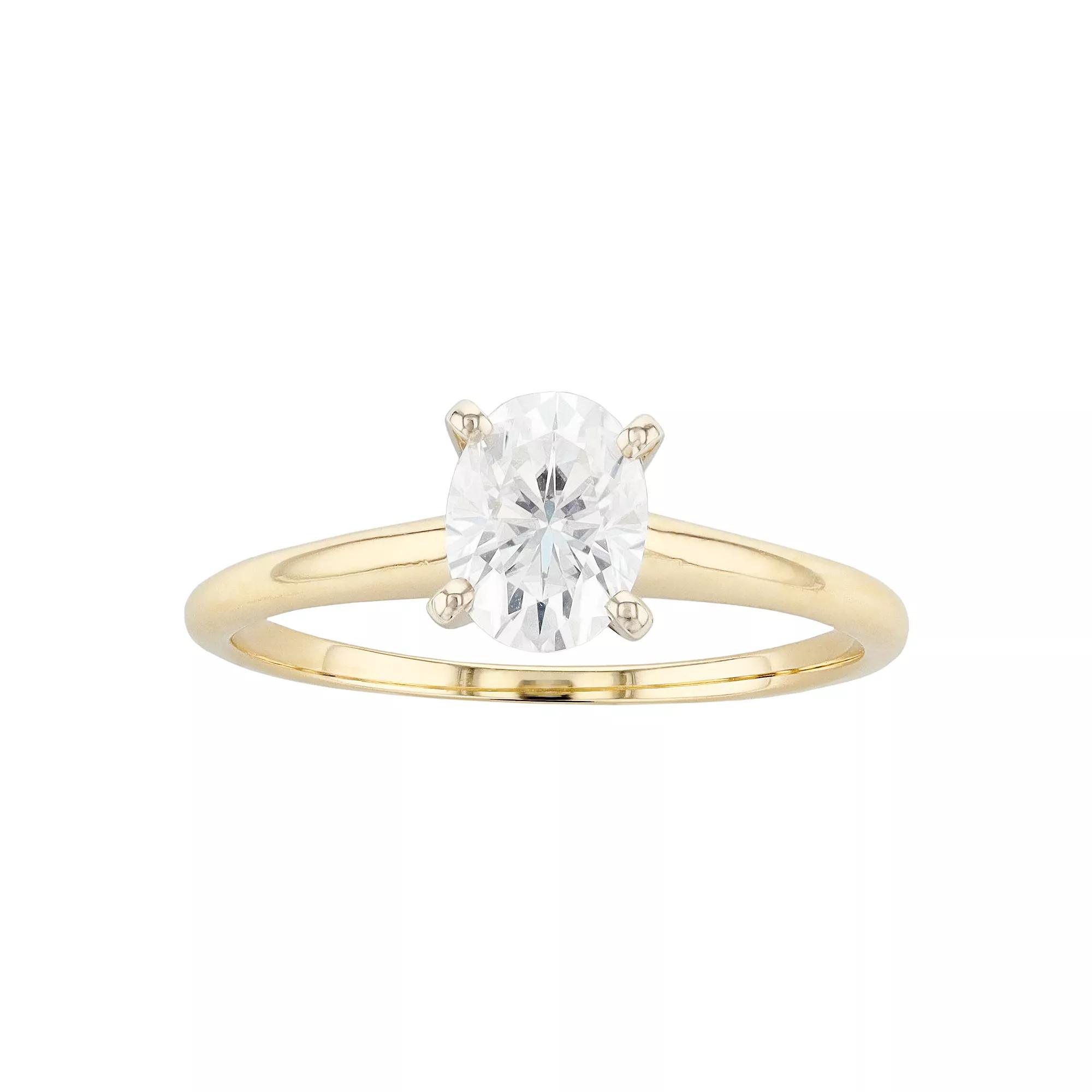 Radiant Fire 14k Gold Oval Lab-Created Moissanite Solitaire Engagement Ring, Womens 14k Two Tone Product Image