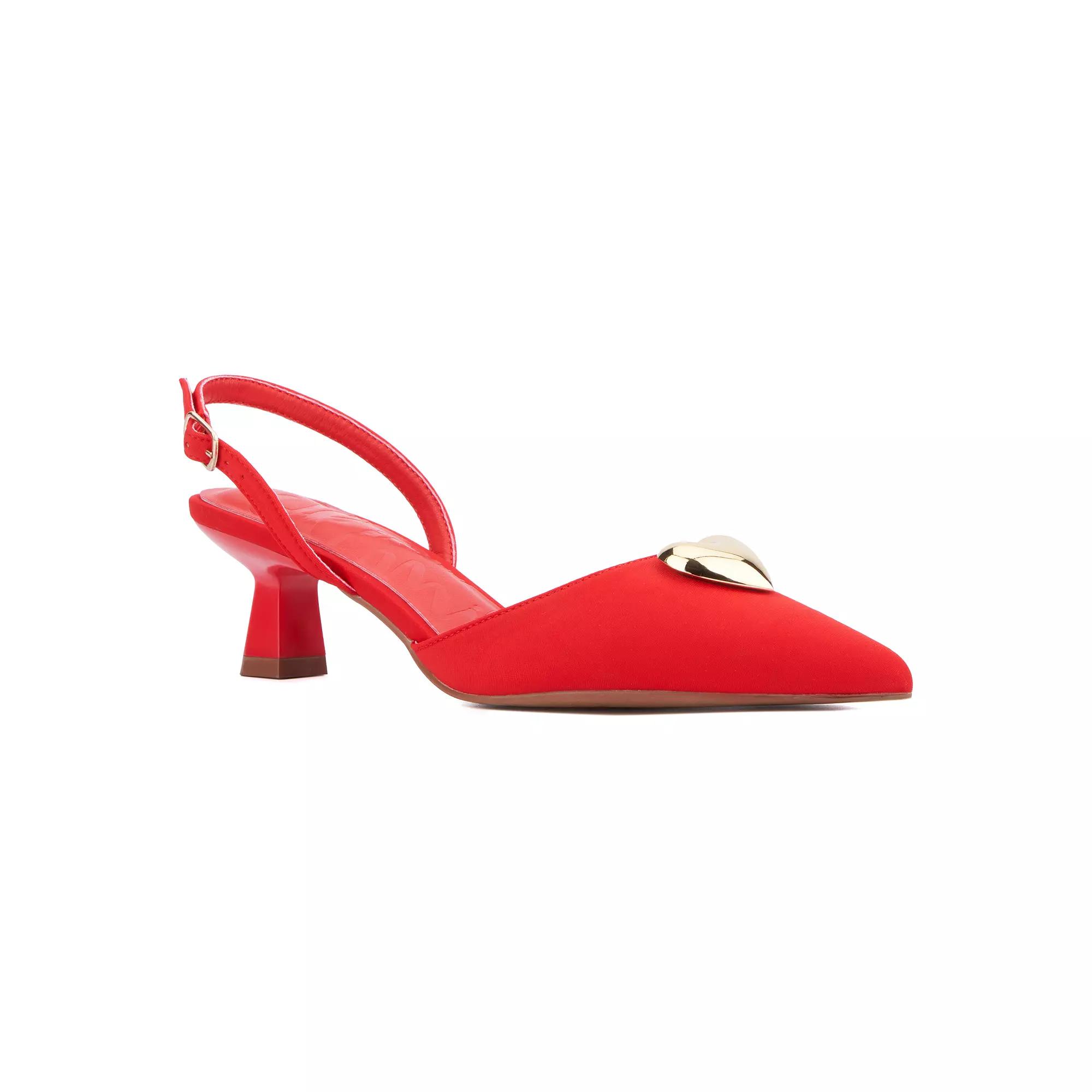 Olivia Miller Mystic Women's Heart Accent Slingback Kitten Heels,  Product Image