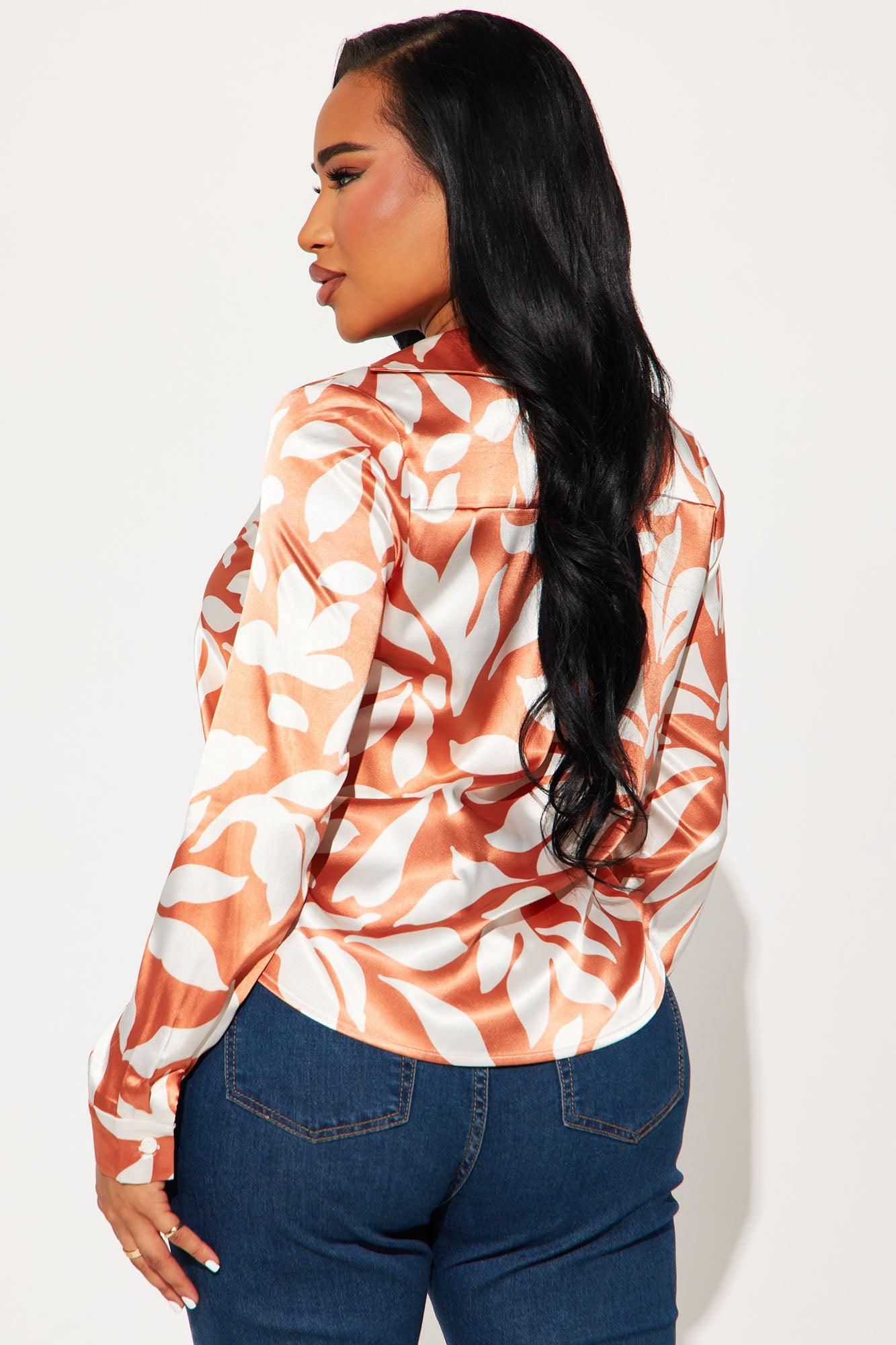 Cora Floral Satin Shirt - Copper Product Image