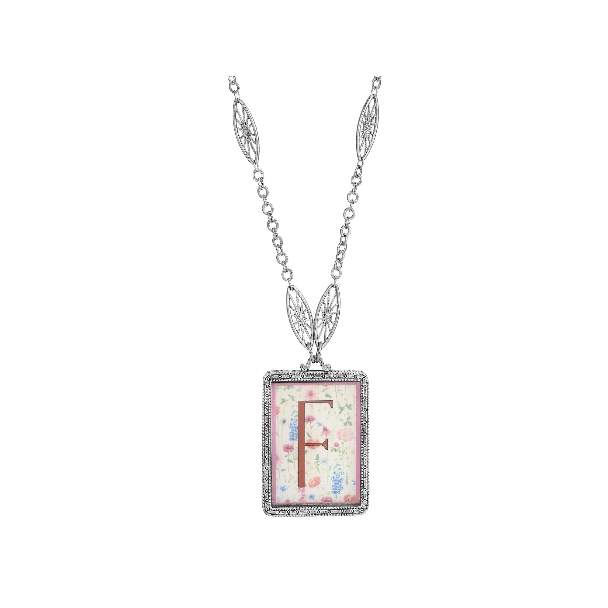 1928 Floral Motif Initial Pendant, Womens, Q Product Image