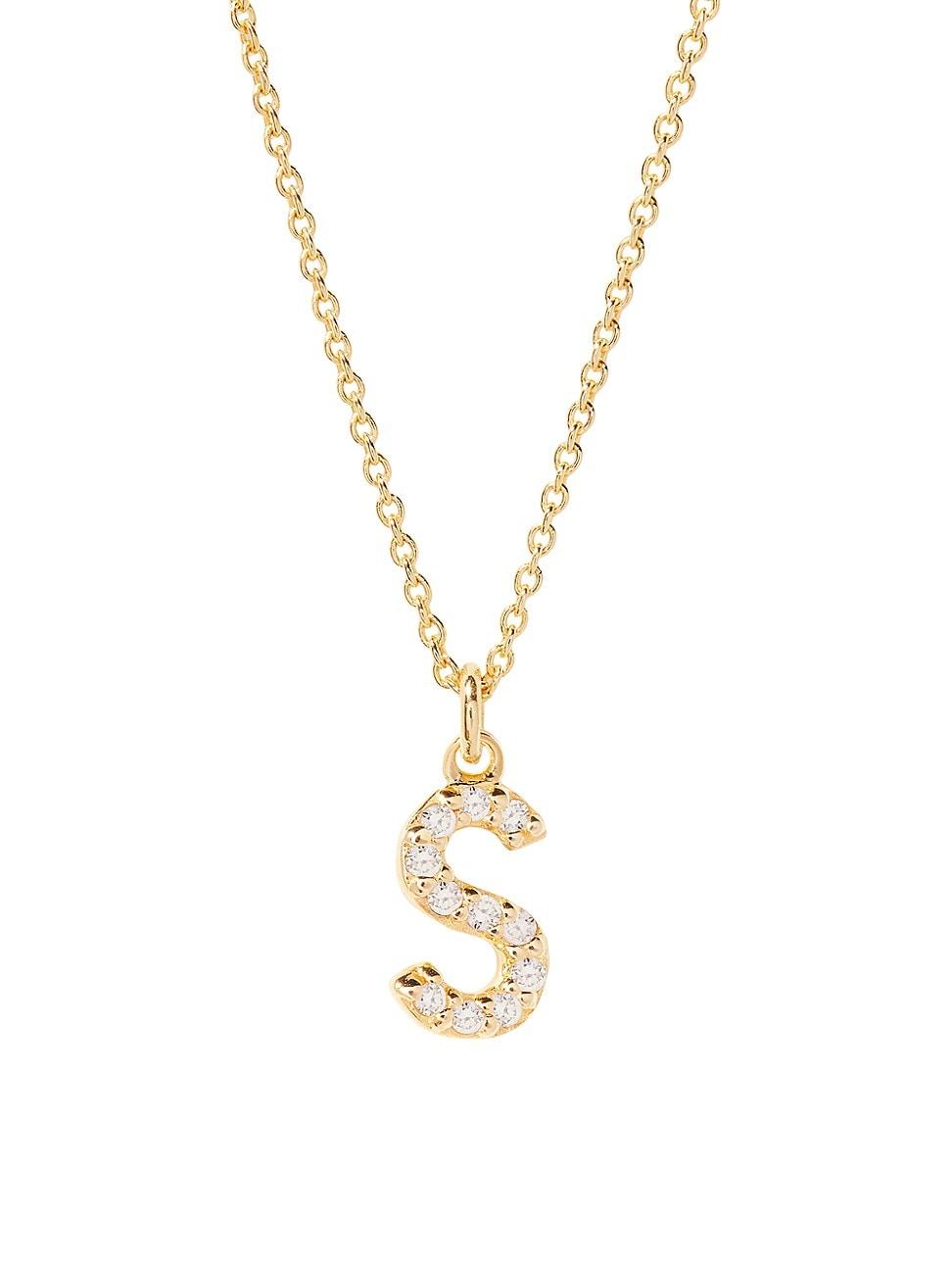 Womens Blaire 14K-Yellow-Gold Vermeil & 0.3-0.11 TCW Diamond Initial Pendant Necklace Product Image