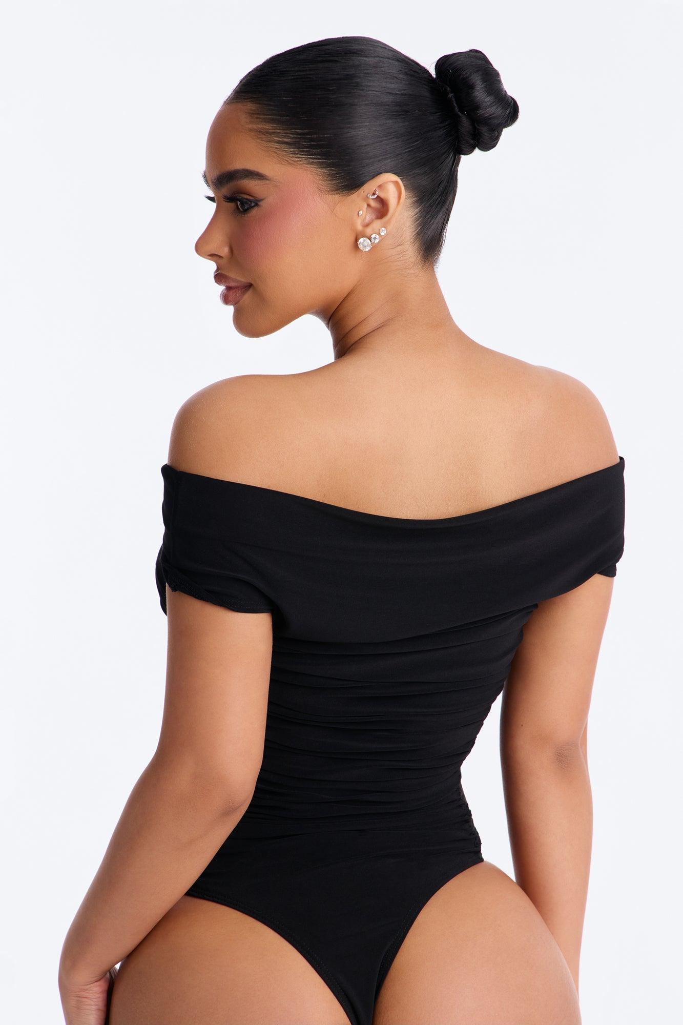 Show A Little Lace Off Shoulder Bodysuit - Black Female Product Image