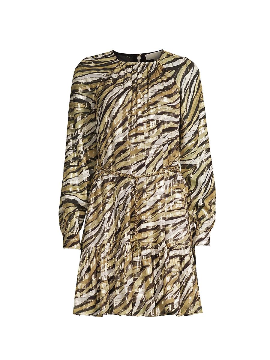 Womens Metallic Tiger Stripe Minidress Product Image