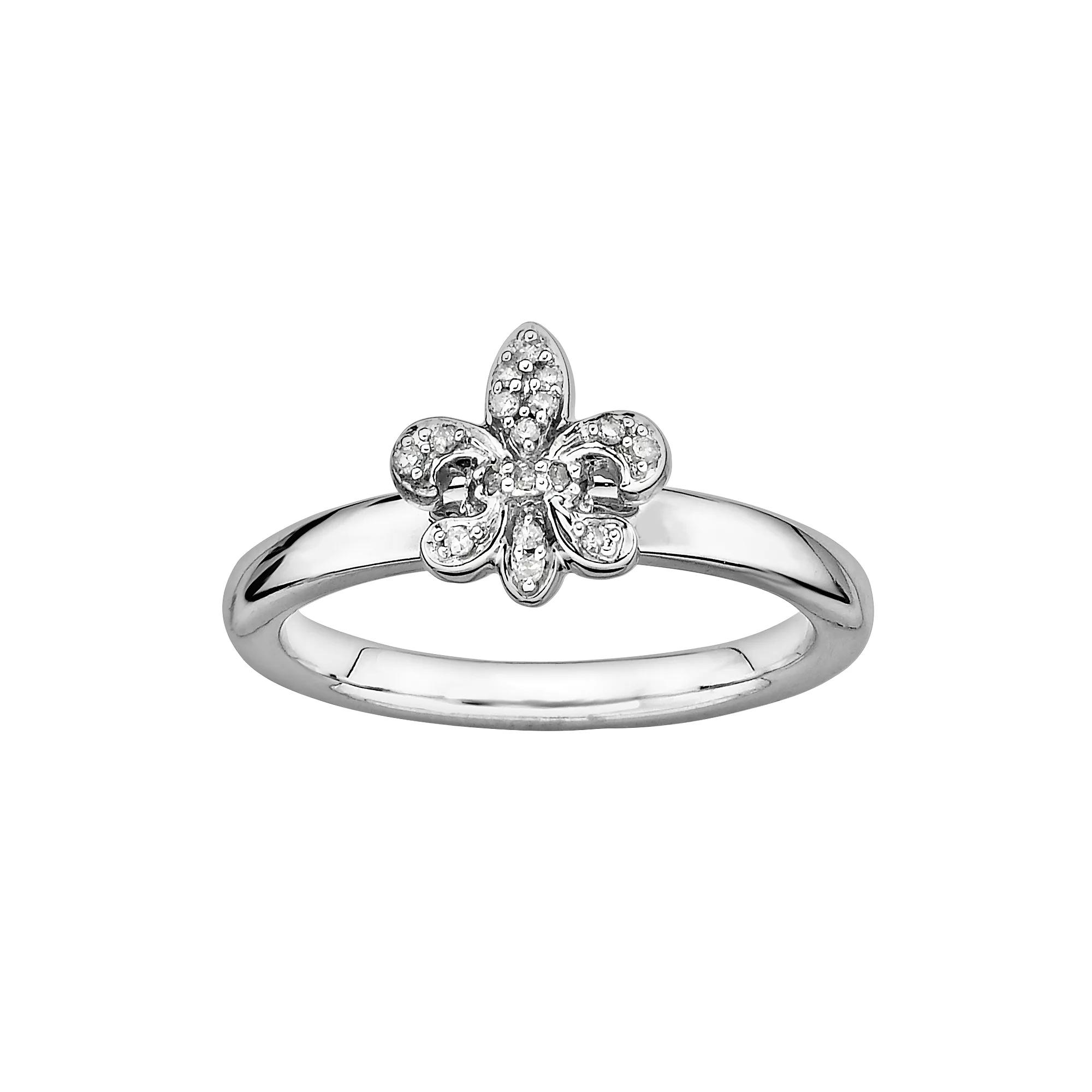 Stacks & Stones Sterling Silver Diamond Accent Fleur-de-Lis Stack Ring, Women's, Size: 6 Product Image