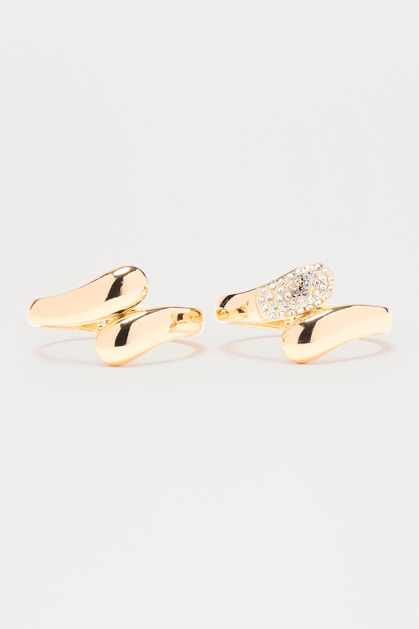 Night Out Rhinestone 2 Piece Cuff Bracelet Set - Gold Female Product Image