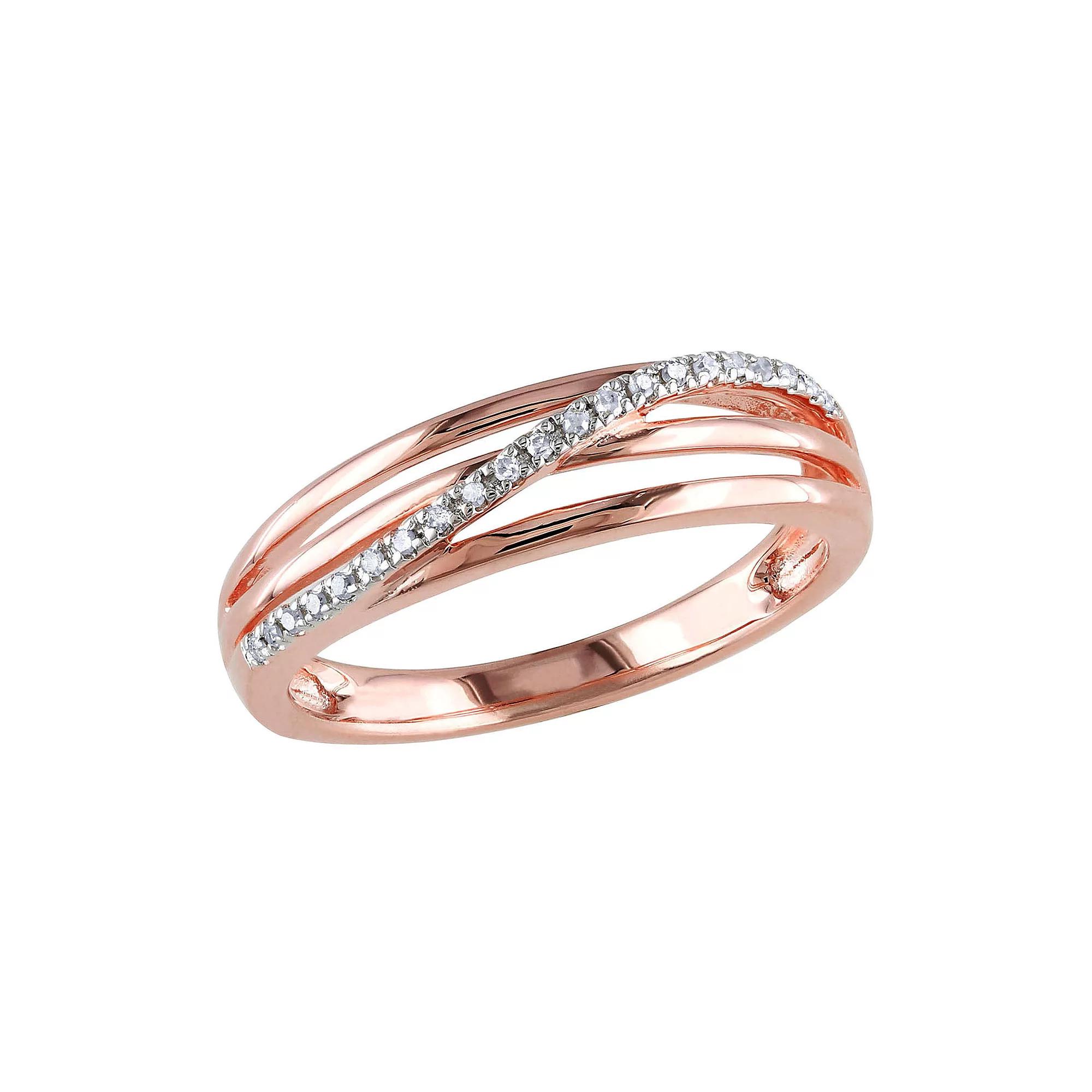 Stella Grace 18k Rose Gold Over Silver Diamond Accent Crisscross Ring, Women's,  Product Image