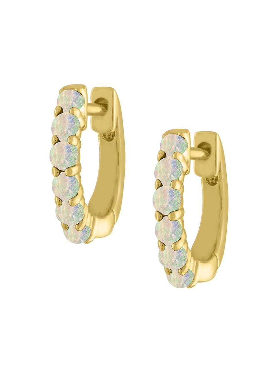 Womens 14K Yellow Gold & 0.764 TCW Diamond Huggie Hoops Product Image