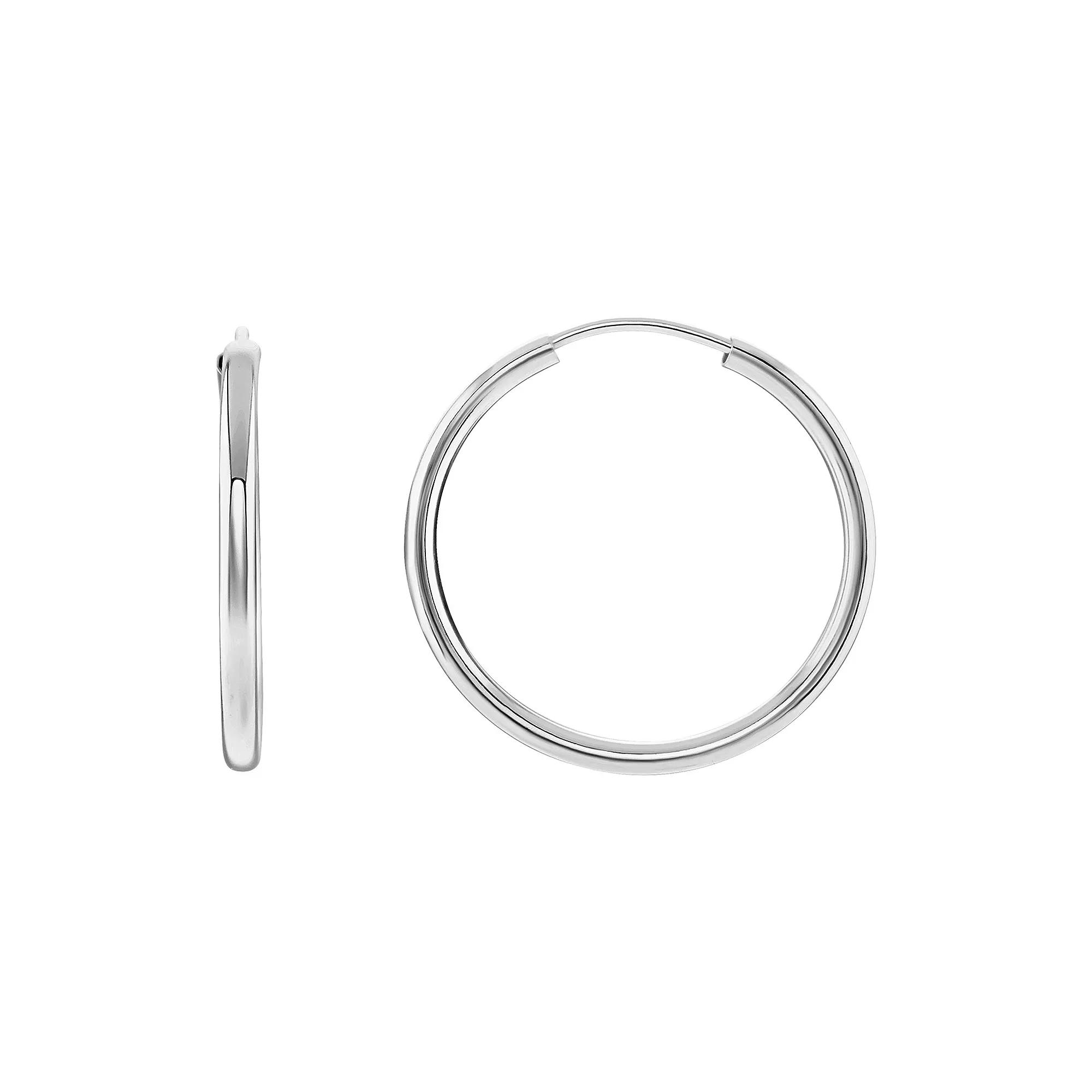 PRIMROSE Sterling Silver Polished Endless Hoop Earrings, Women's, Size: 25MM Product Image