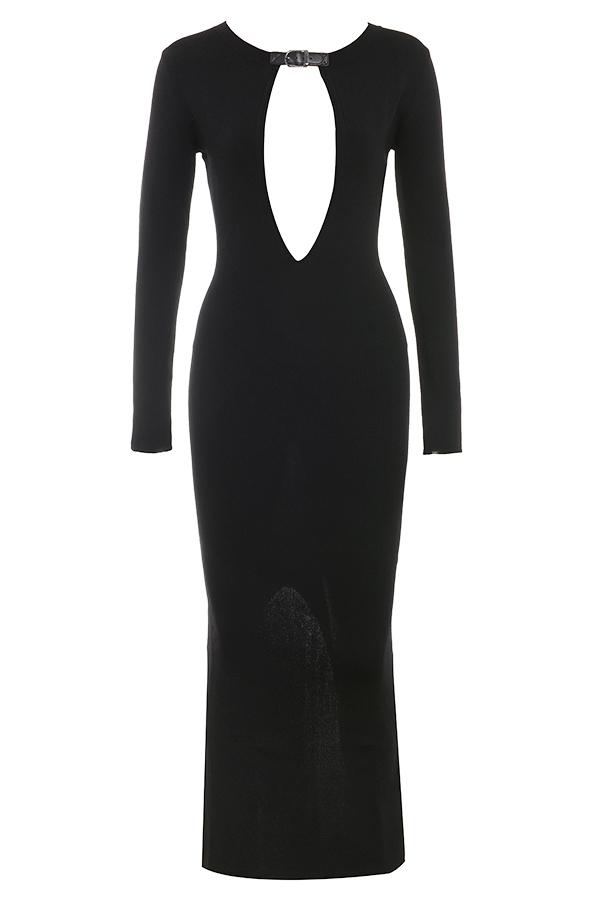 Keeya  black knit maxi dress Product Image