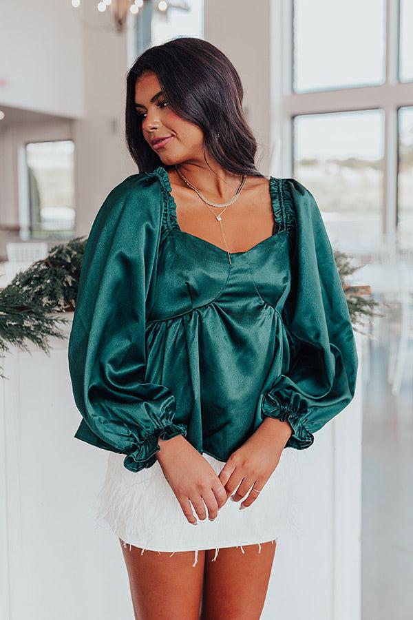 Genuine Reaction Babydoll Top In Hunter Green Product Image