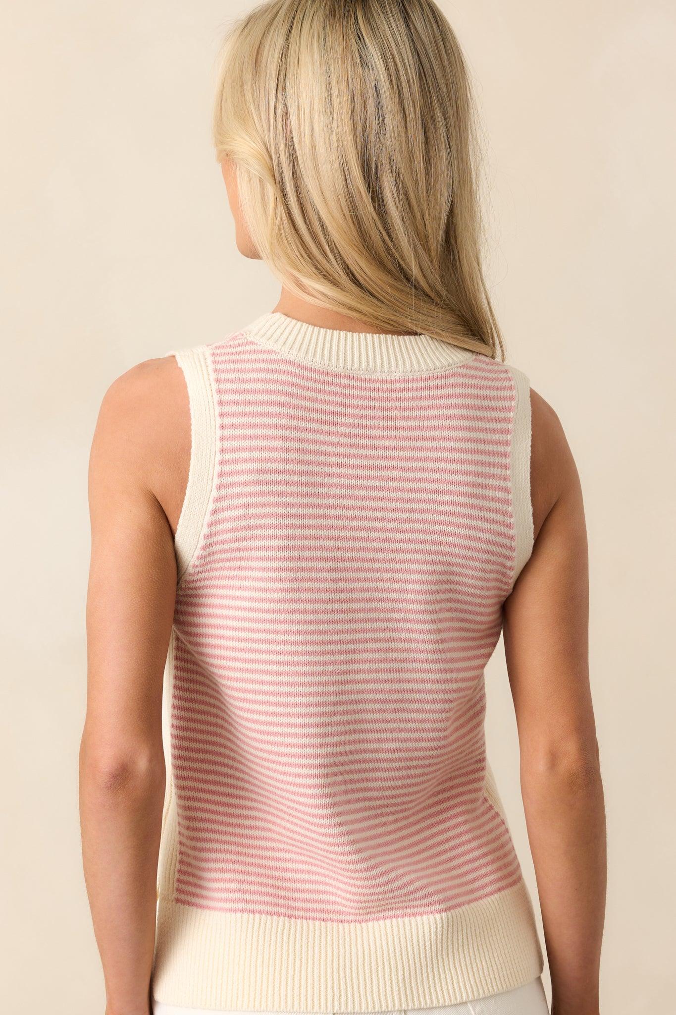 Moment Of Truth Light Pink Stripe Knit Sweater Vest Product Image
