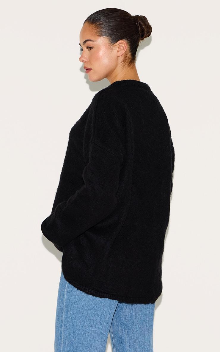 Black Soft Knit Oversized Sweater Product Image