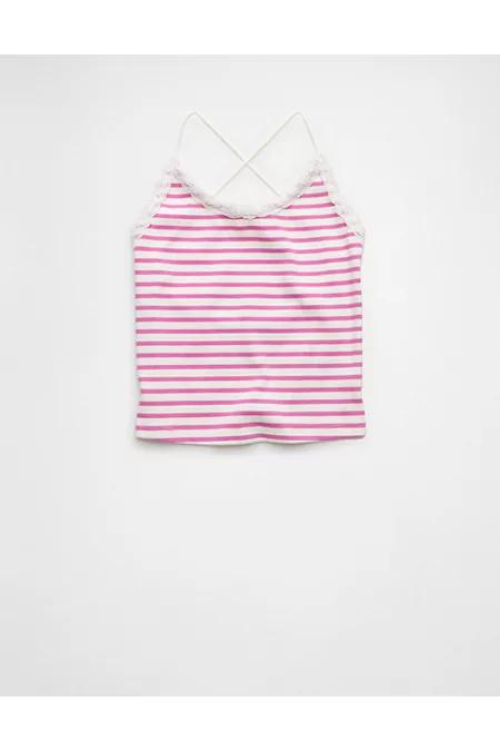 AE Strappy Go Lucky Cropped Lace Tank Top Women's Product Image