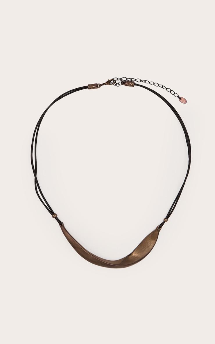 Chocolate Brushed Curved Metal Necklace Product Image